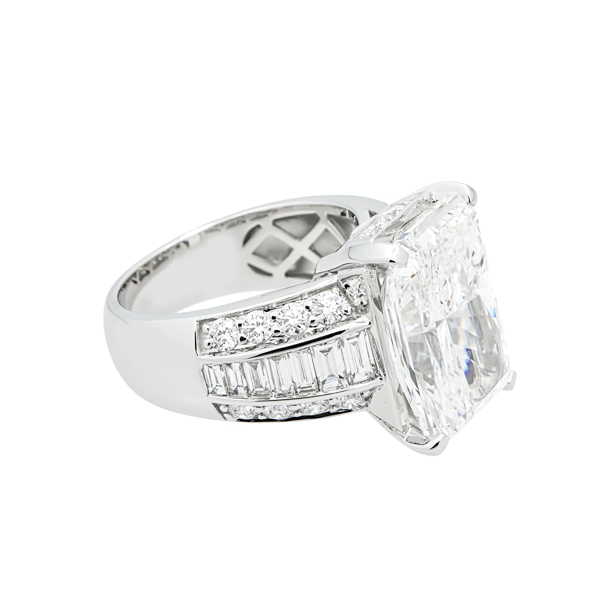 14K White Gold 10.03ct Radiant Diamond Engagement Ring 11.77ctw