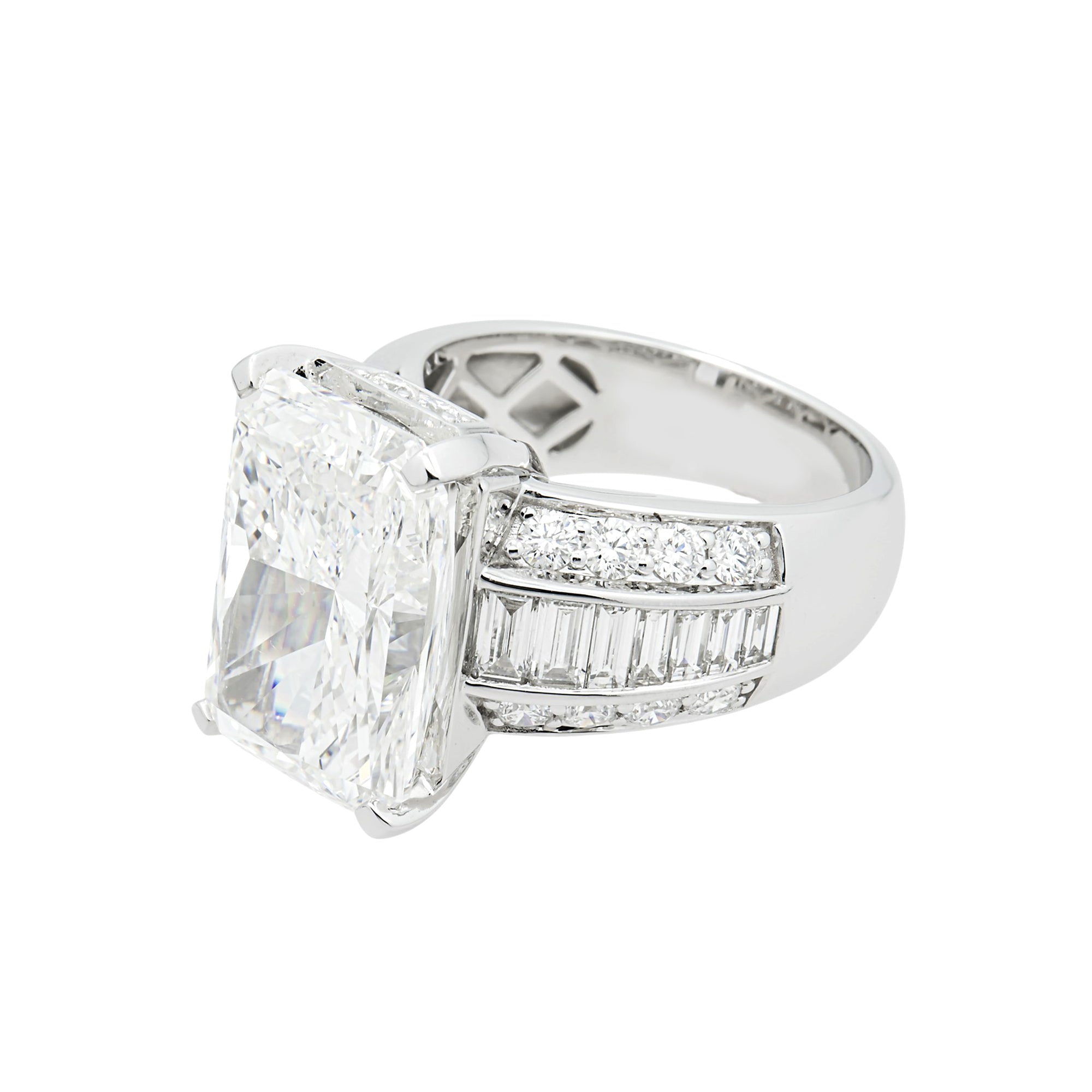 14K White Gold 10.03ct Radiant Diamond Engagement Ring 11.77ctw