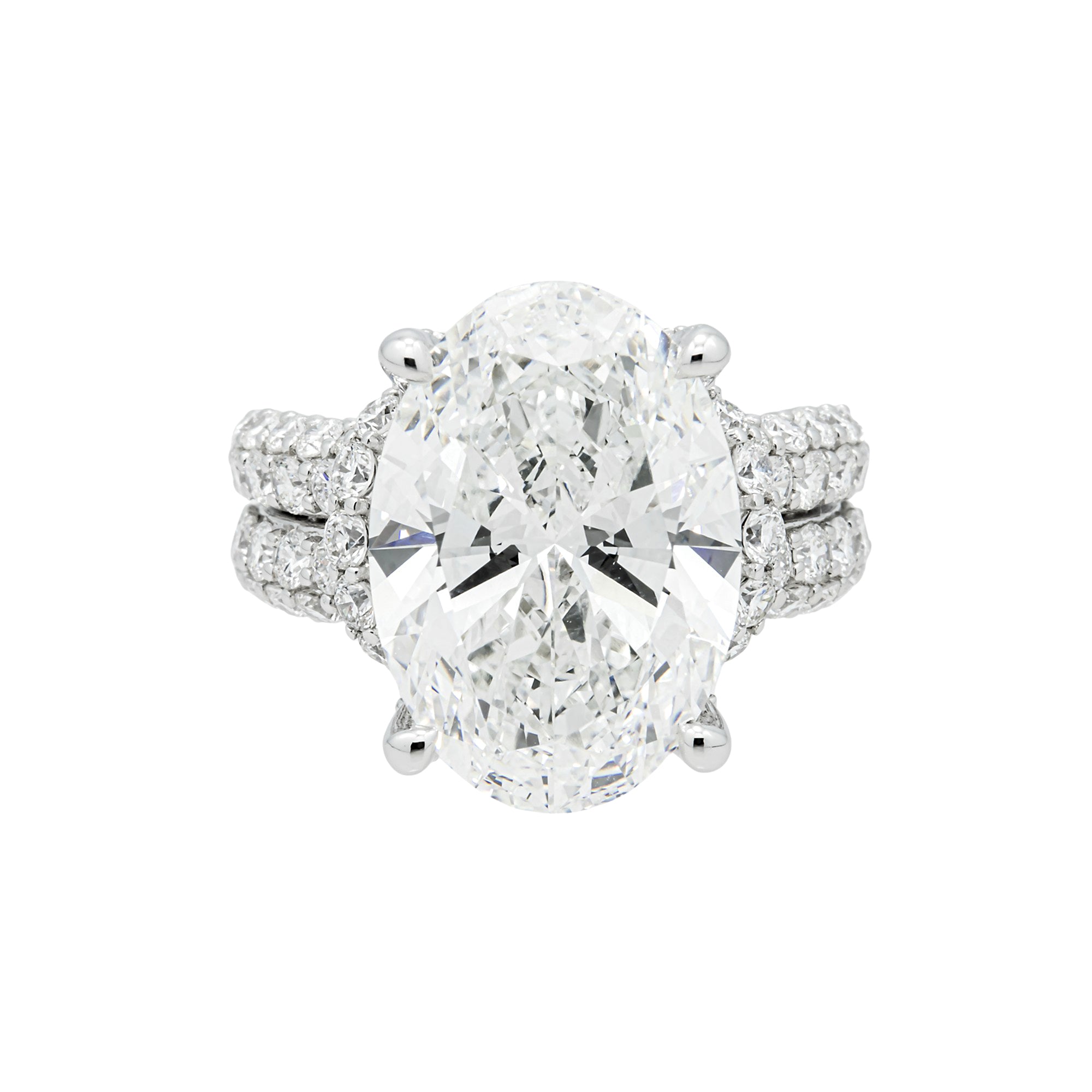 14K White Gold 10.07ct Oval Diamond Engagement Ring 12.23ctw