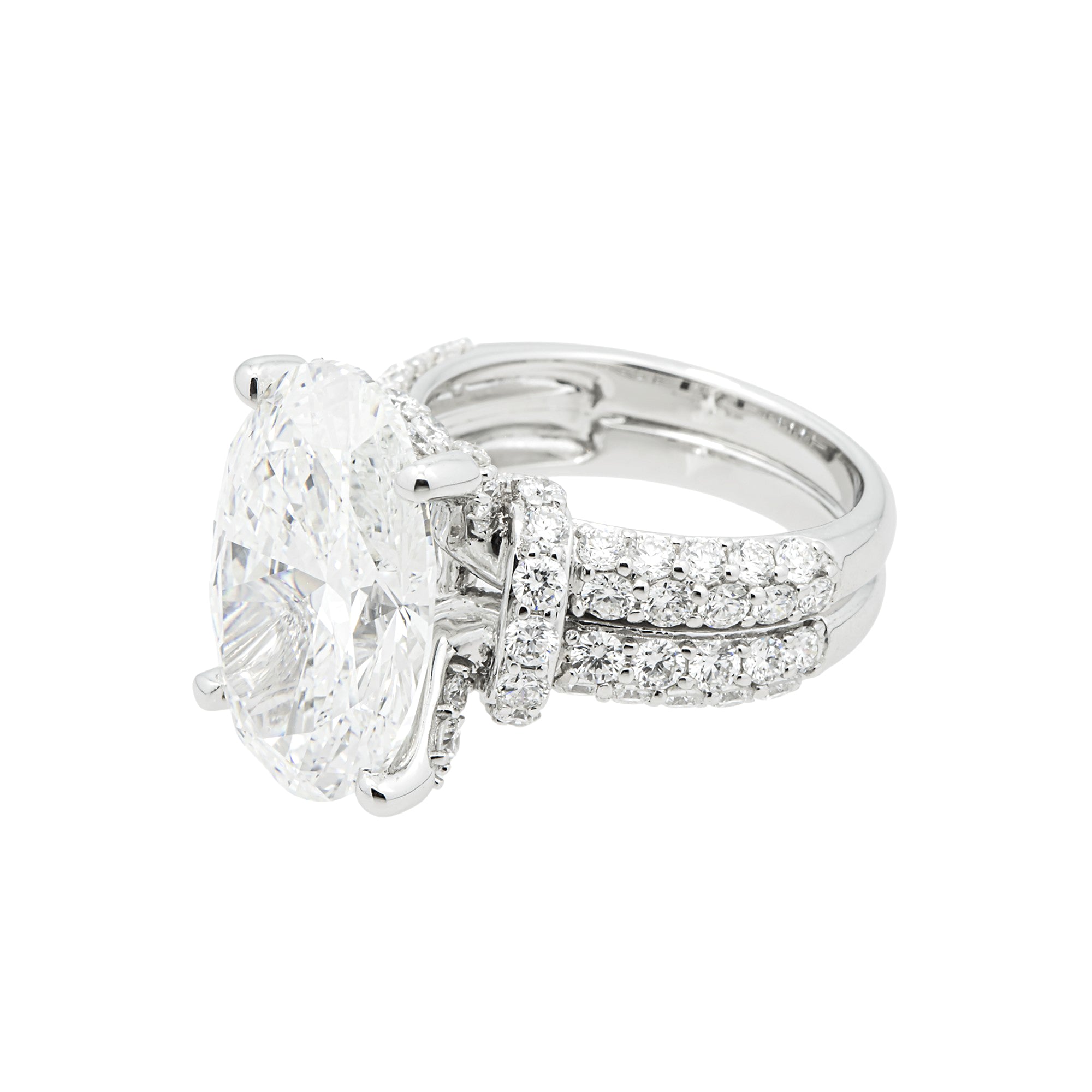 14K White Gold 10.07ct Oval Diamond Engagement Ring 12.23ctw