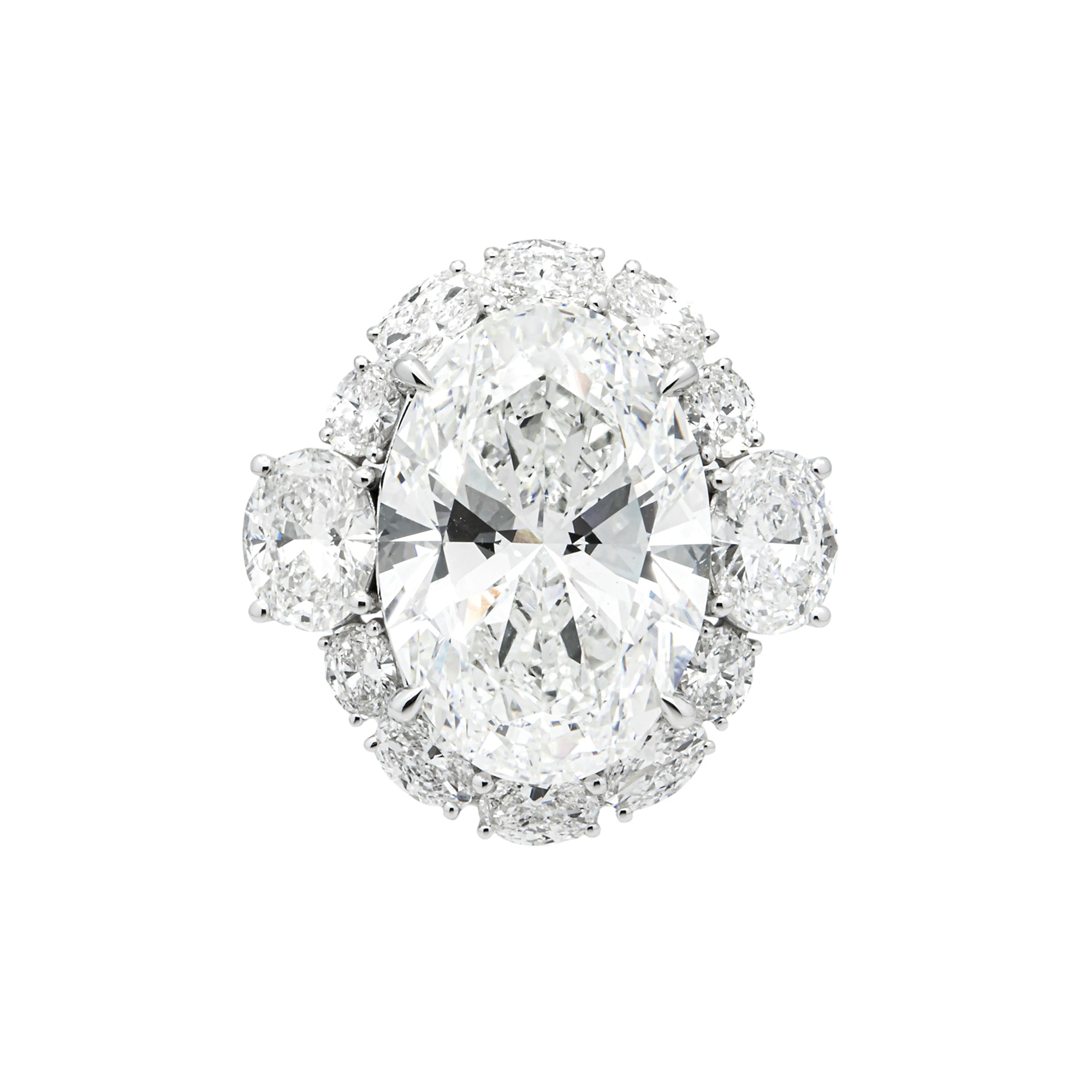 14K White Gold 11.09ct Oval Diamond Engagement Ring 14.94ctw
