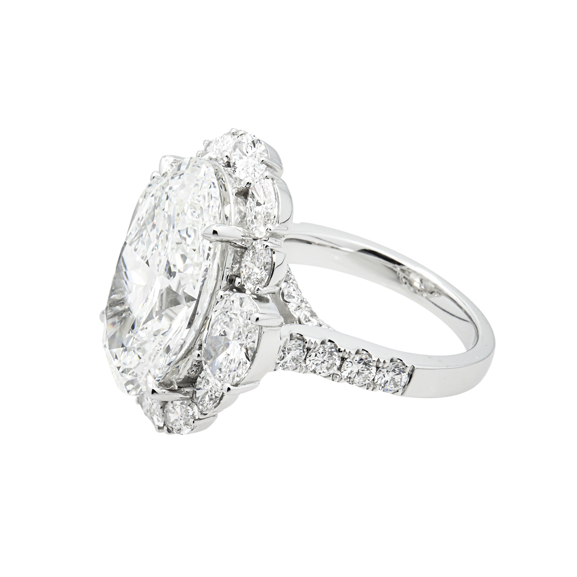 14K White Gold 11.09ct Oval Diamond Engagement Ring 14.94ctw