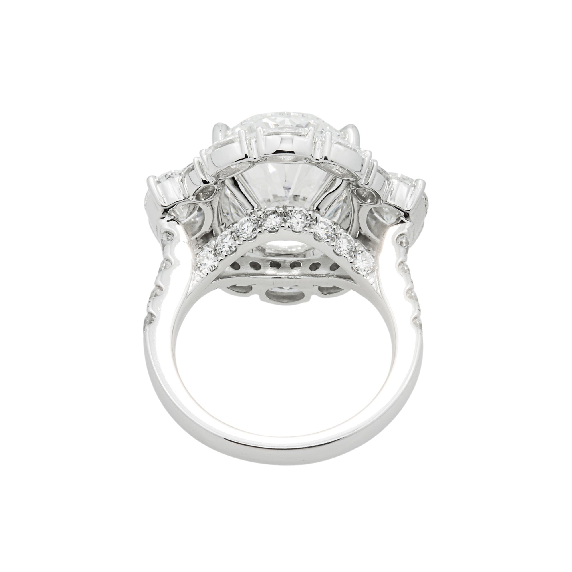 14K White Gold 11.09ct Oval Diamond Engagement Ring 14.94ctw