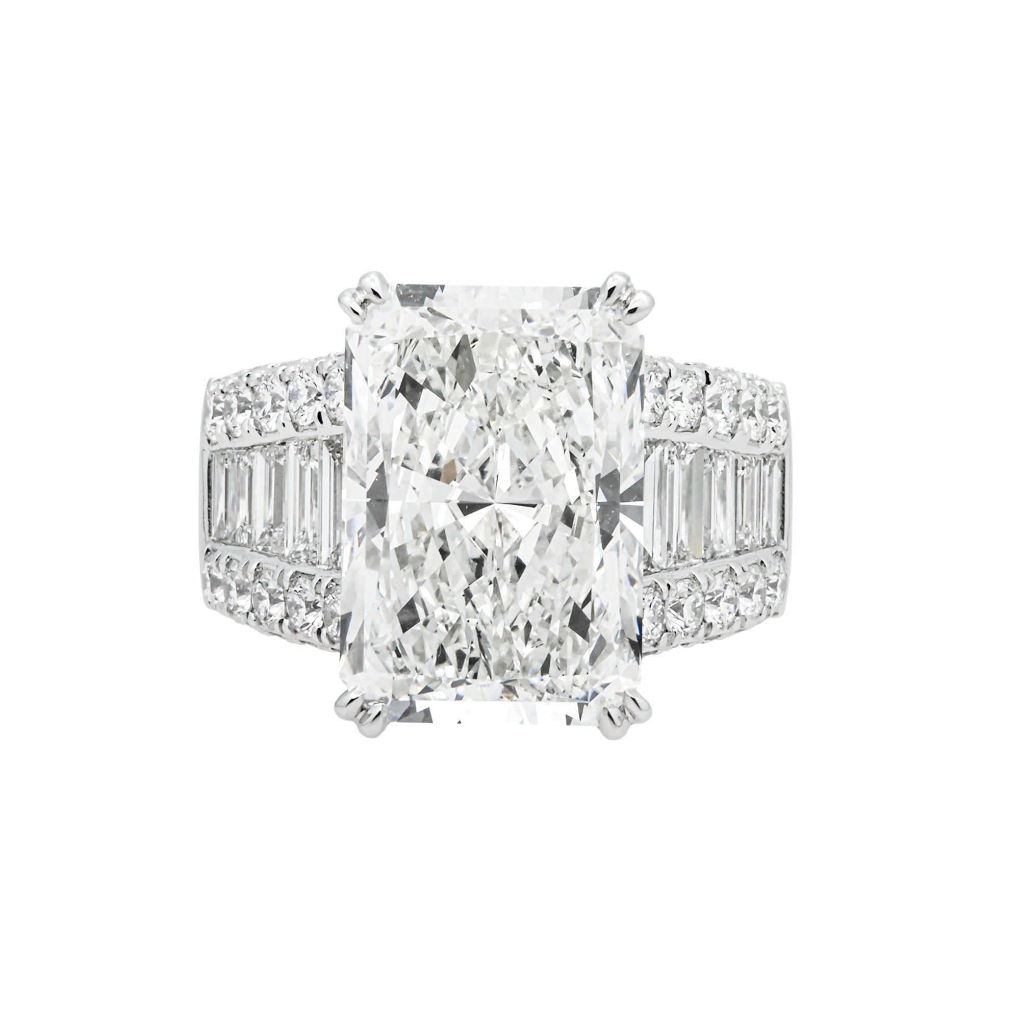 14K White Gold 10.15ct Radiant Diamond Engagement Ring 12.90ctw
