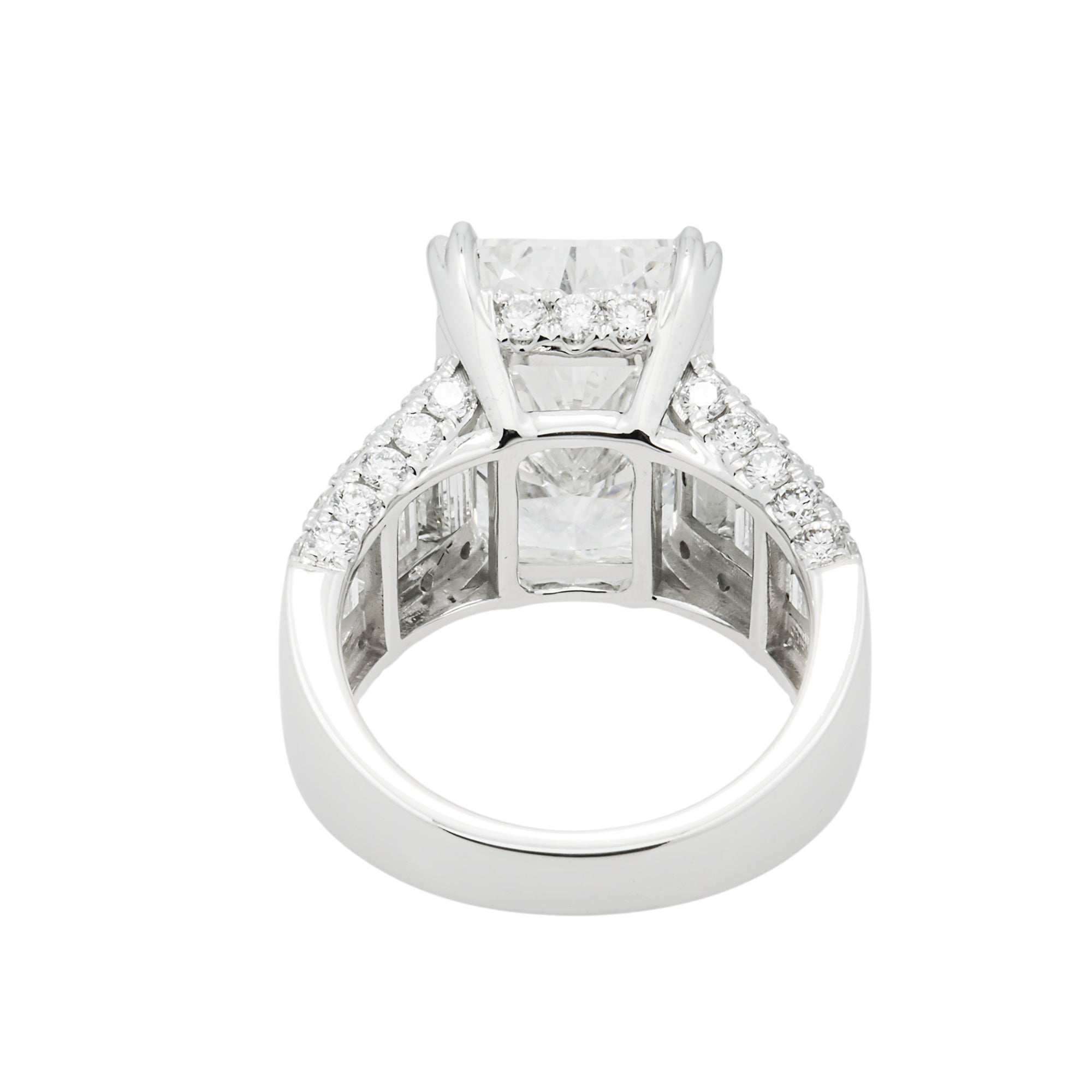 14K White Gold 10.15ct Radiant Diamond Engagement Ring 12.90ctw