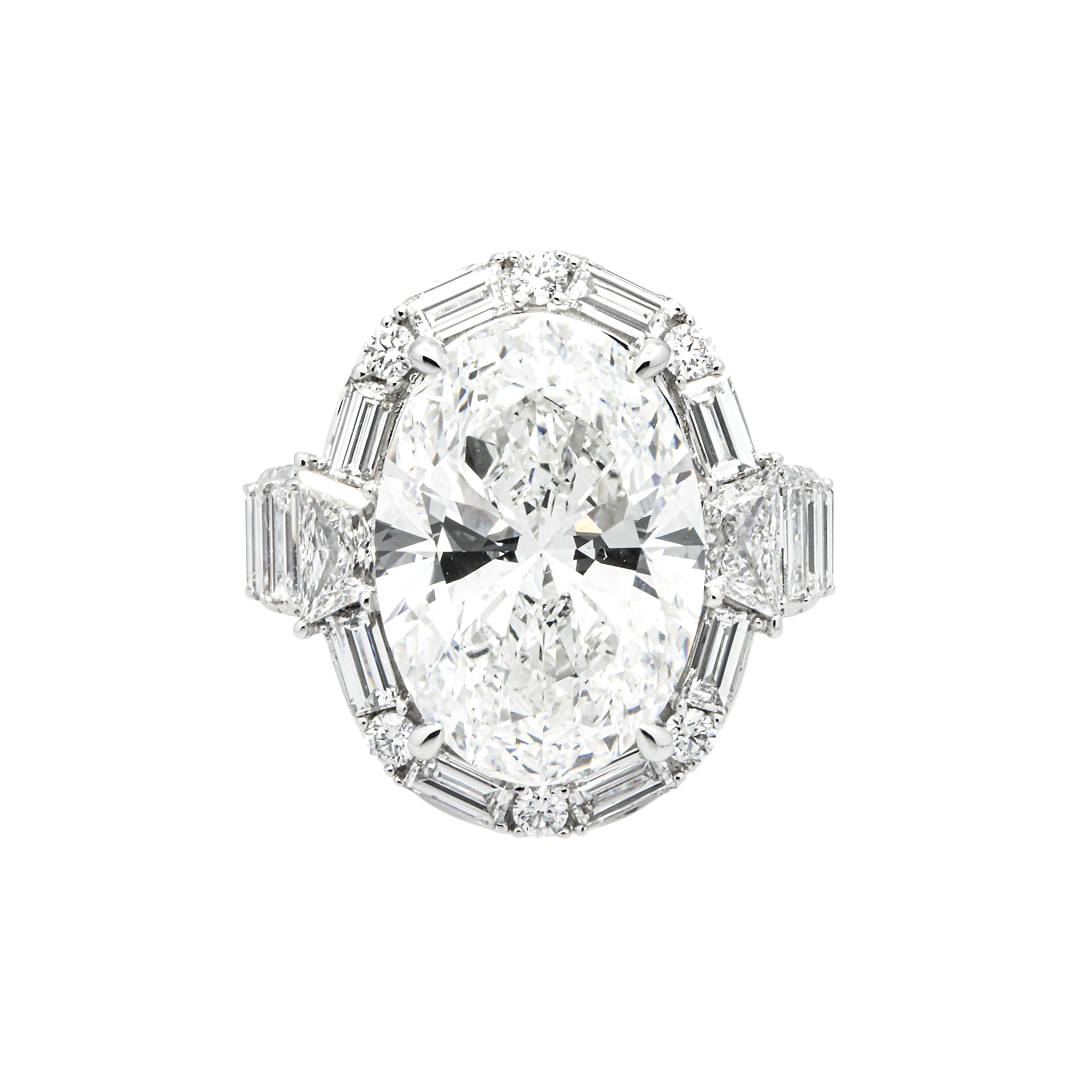 14K White Gold 10.64ct Oval Diamond Engagement Ring 14.60ctw