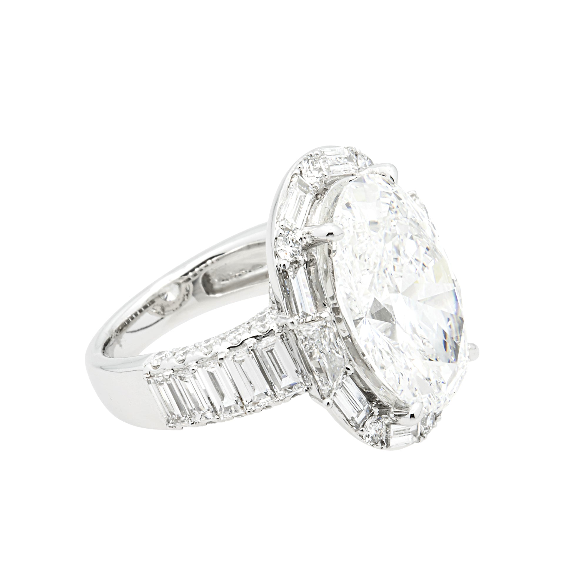14K White Gold 10.64ct Oval Diamond Engagement Ring 14.60ctw