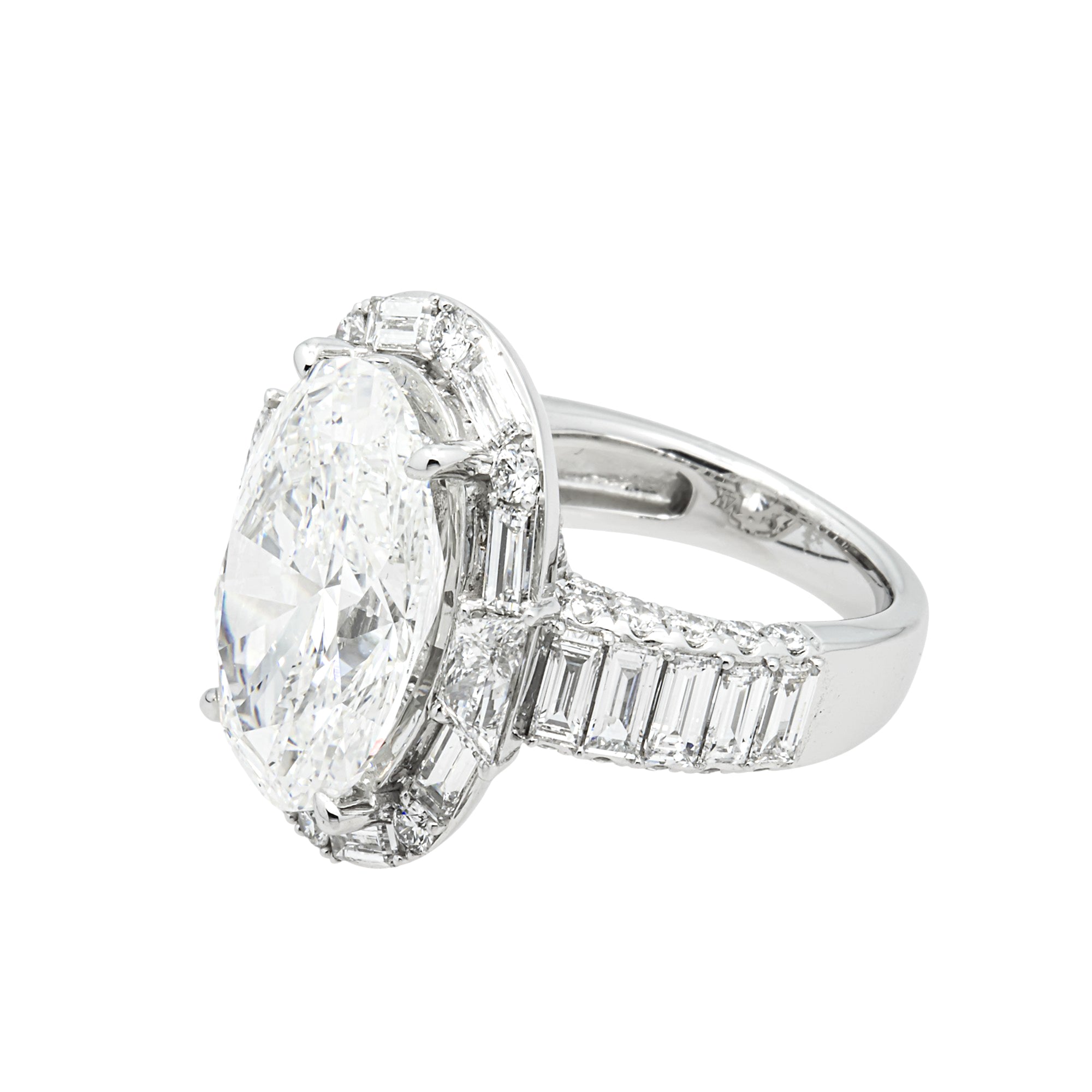 14K White Gold 10.64ct Oval Diamond Engagement Ring 14.60ctw