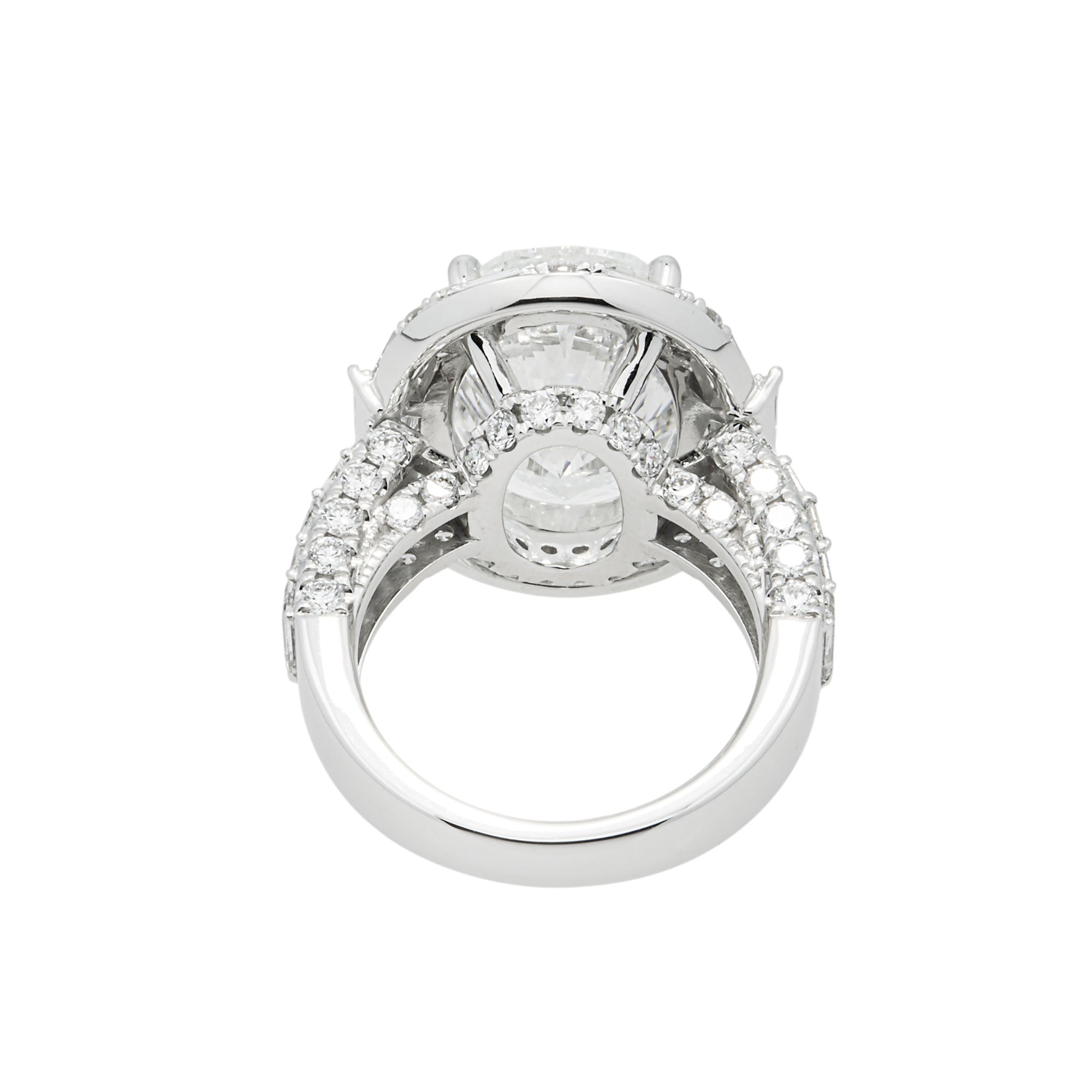 14K White Gold 10.64ct Oval Diamond Engagement Ring 14.60ctw