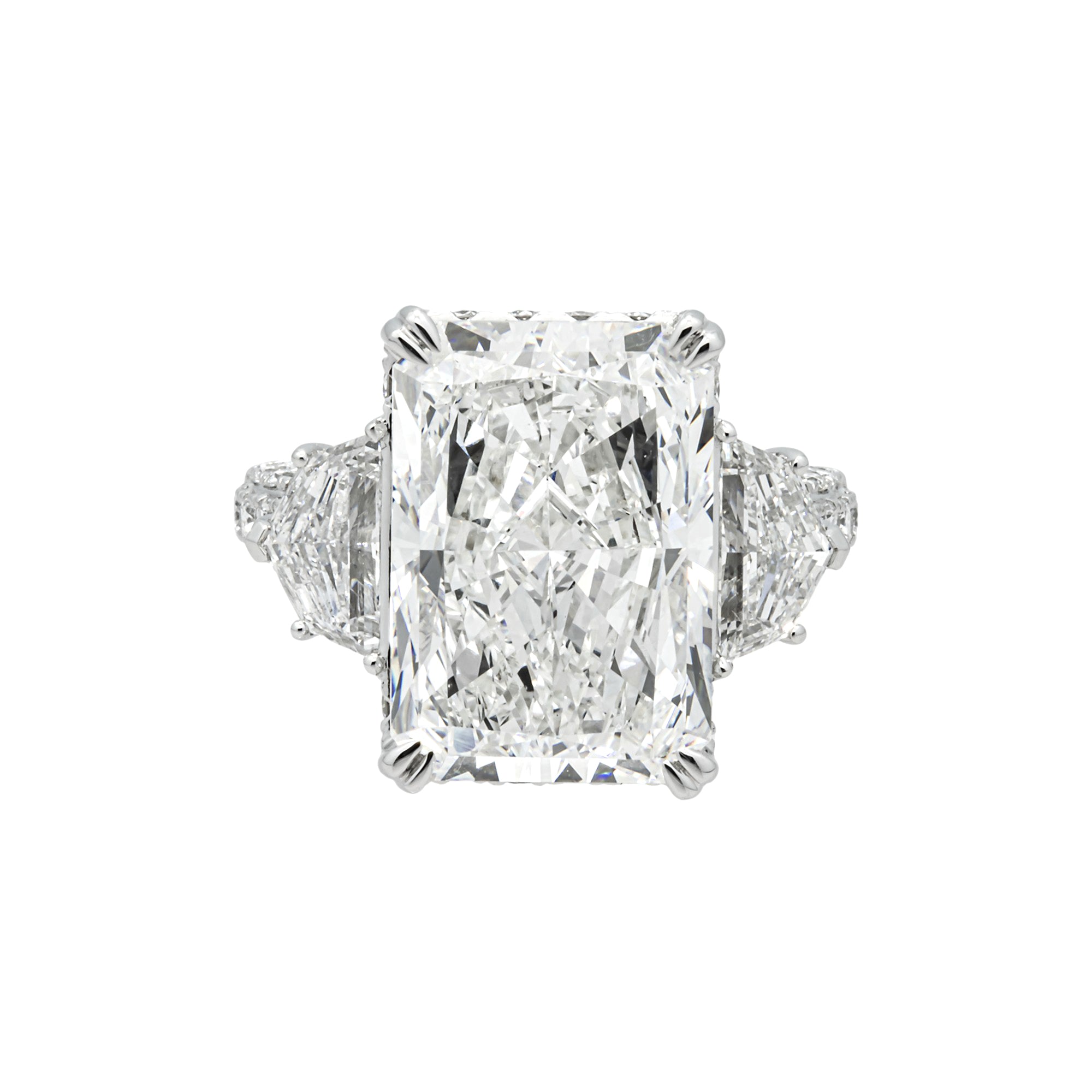 14K White Gold 11.0ct Radiant Diamond Engagement Ring 14.33ctw