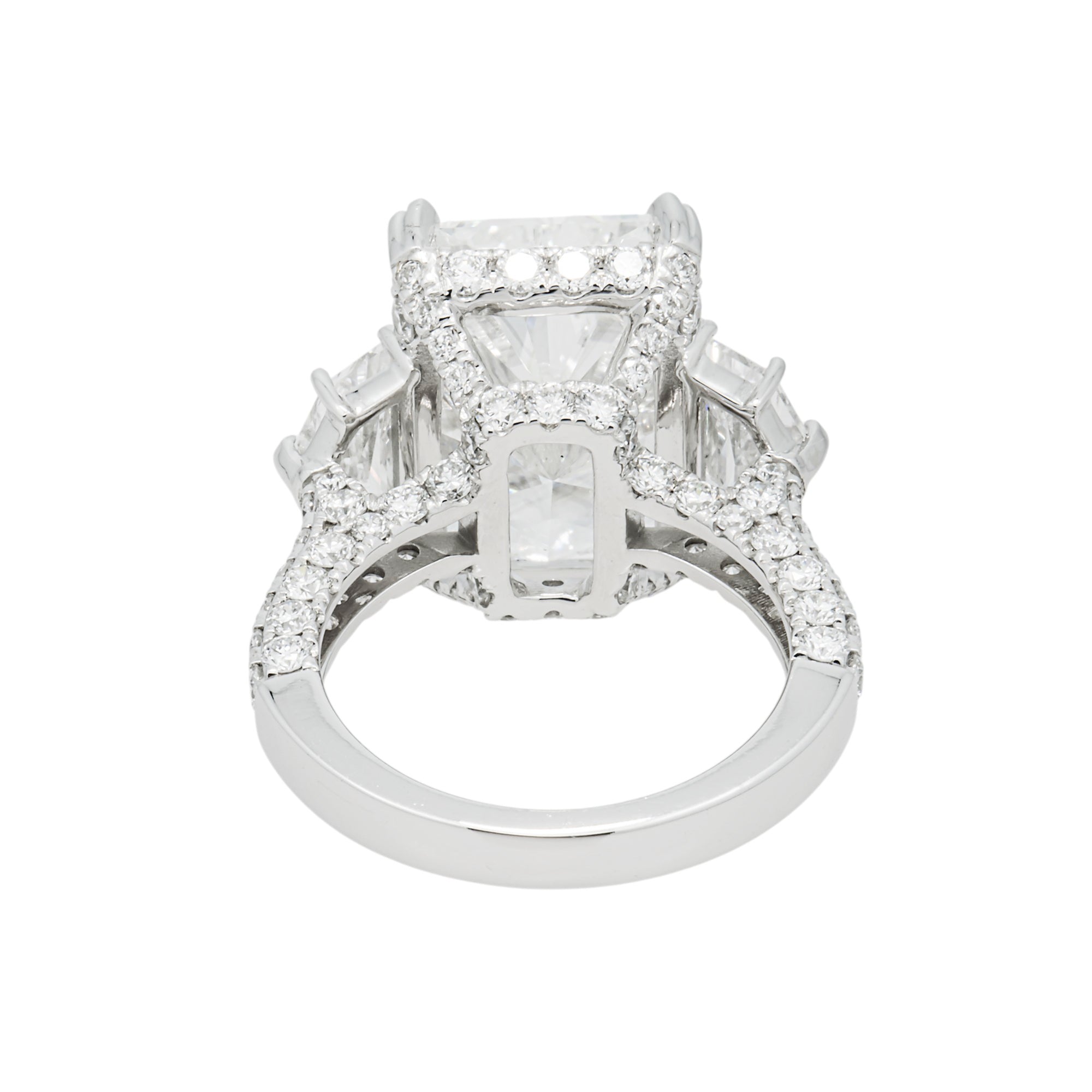 14K White Gold 11.0ct Radiant Diamond Engagement Ring 14.33ctw