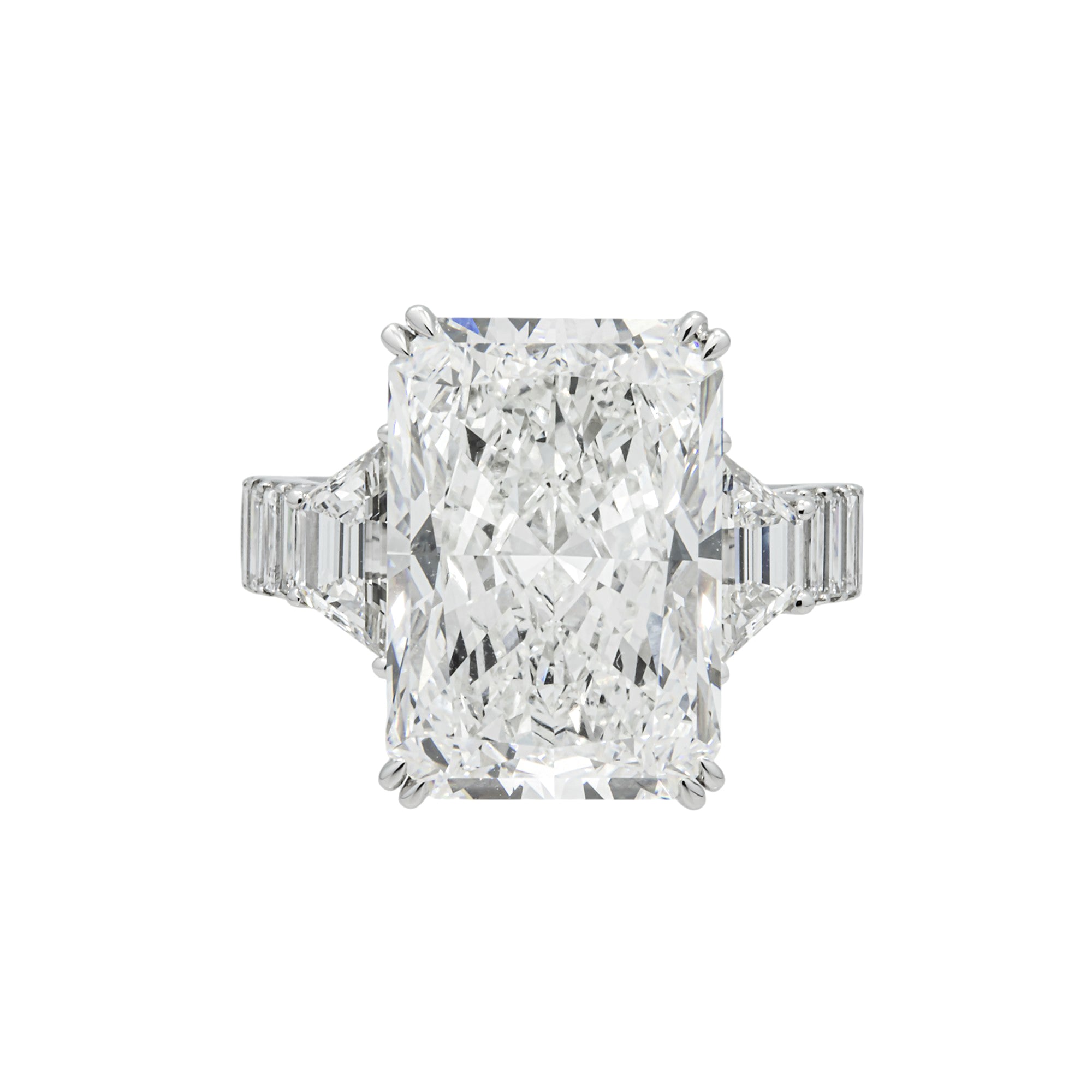 14K White Gold 11.12ct Radiant Diamond Engagement Ring 12.88ctw