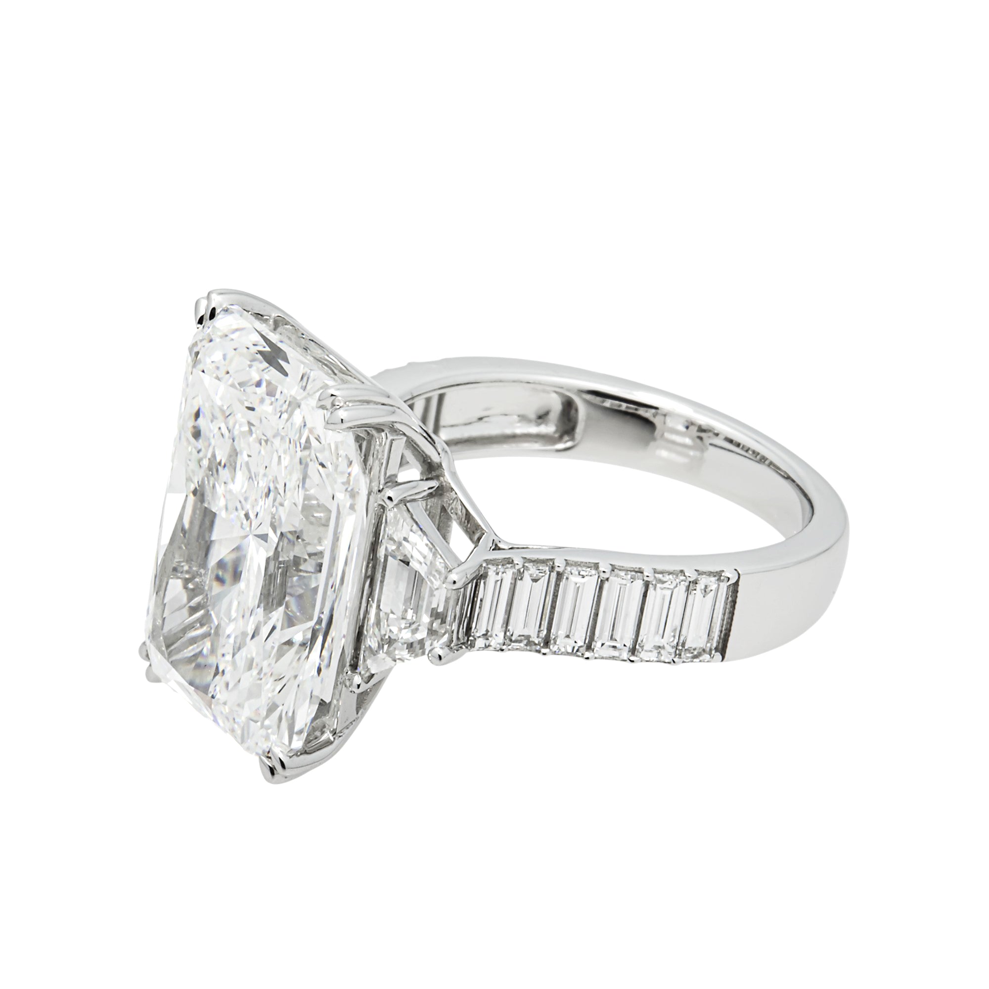 14K White Gold 11.12ct Radiant Diamond Engagement Ring 12.88ctw