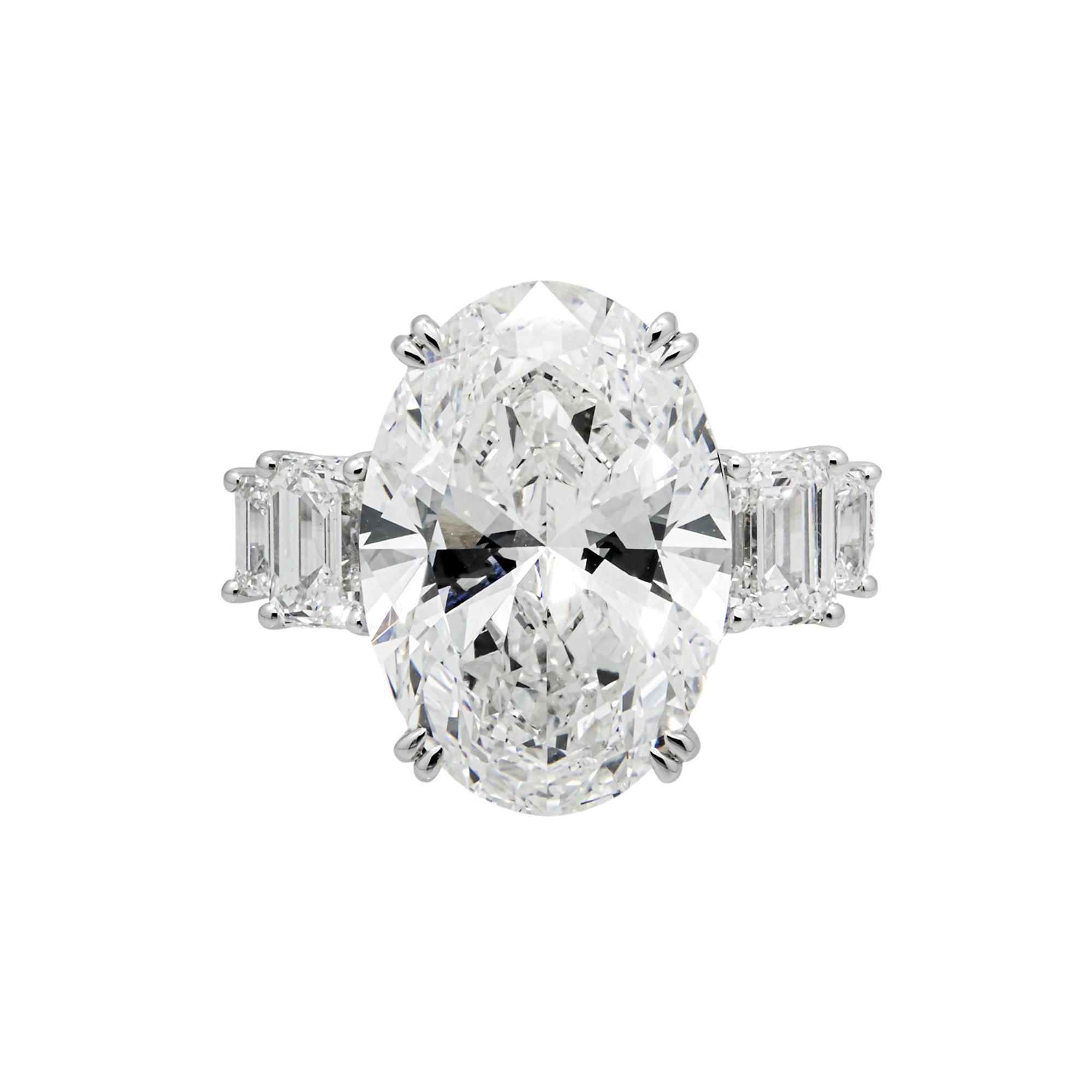 14K White Gold 10.80ct Oval Diamond Engagement Ring 13.58ctw