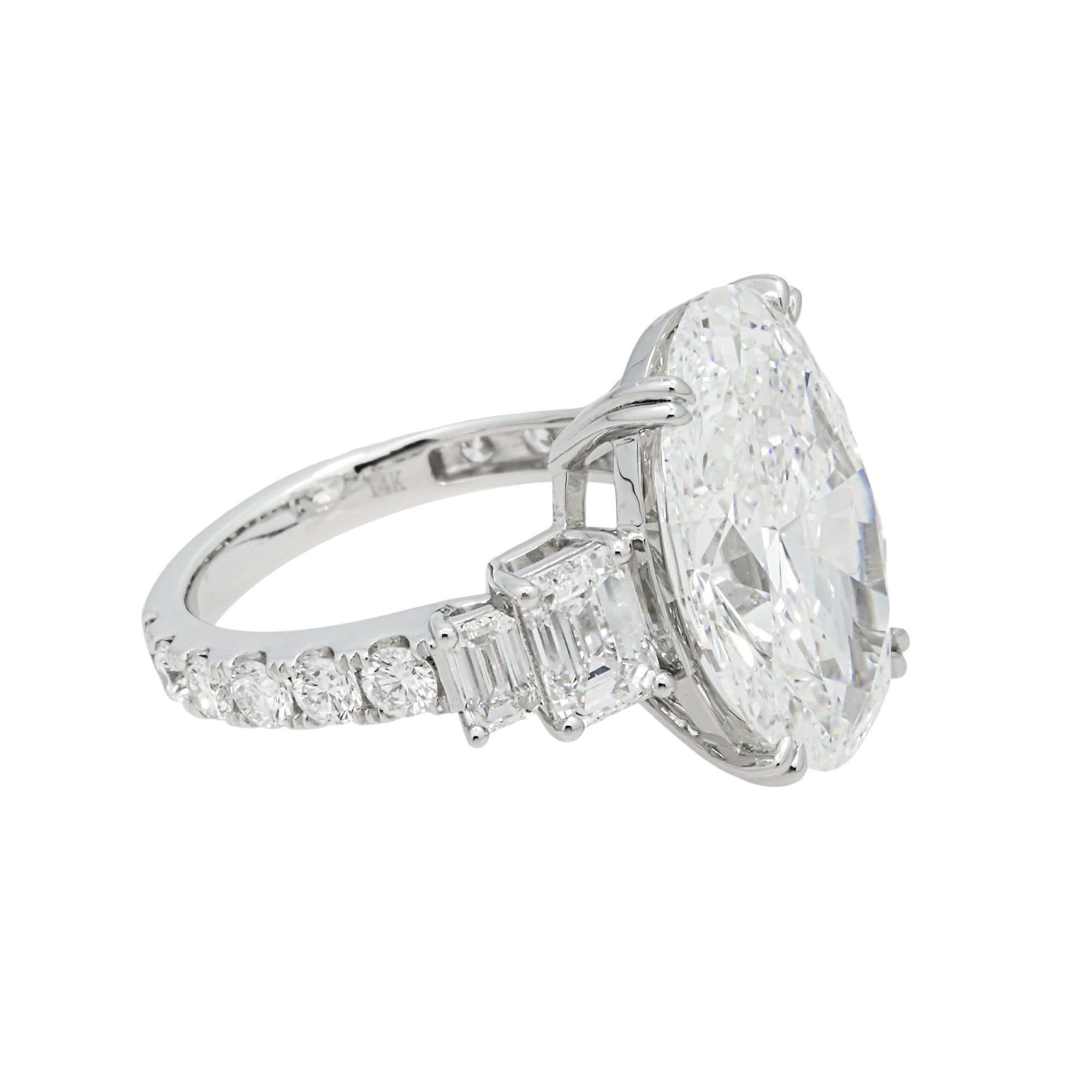 14K White Gold 10.80ct Oval Diamond Engagement Ring 13.58ctw