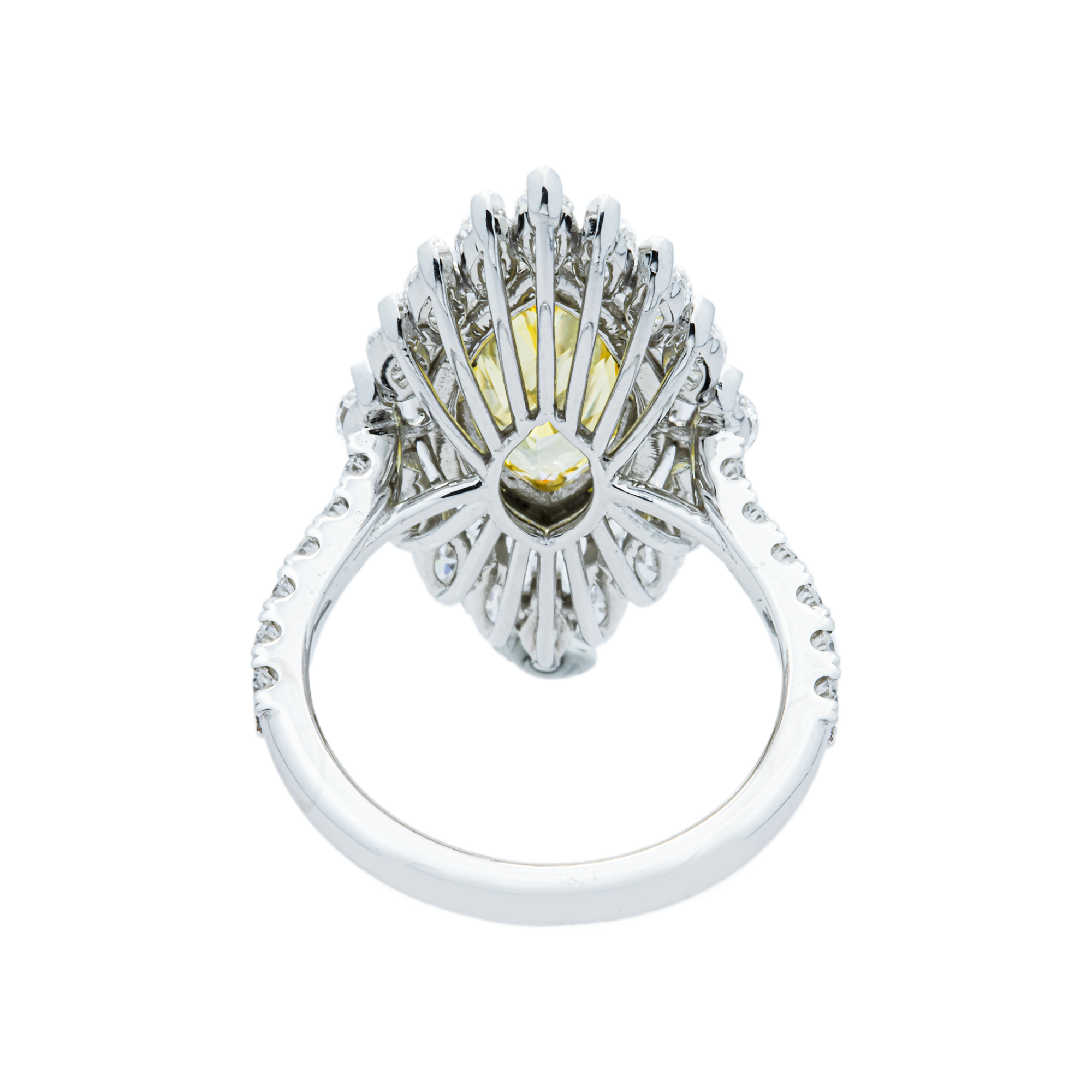 14K White Gold 3.56ct Fancy Yellow & White Marquise Diamond Ring 5.71ctw
