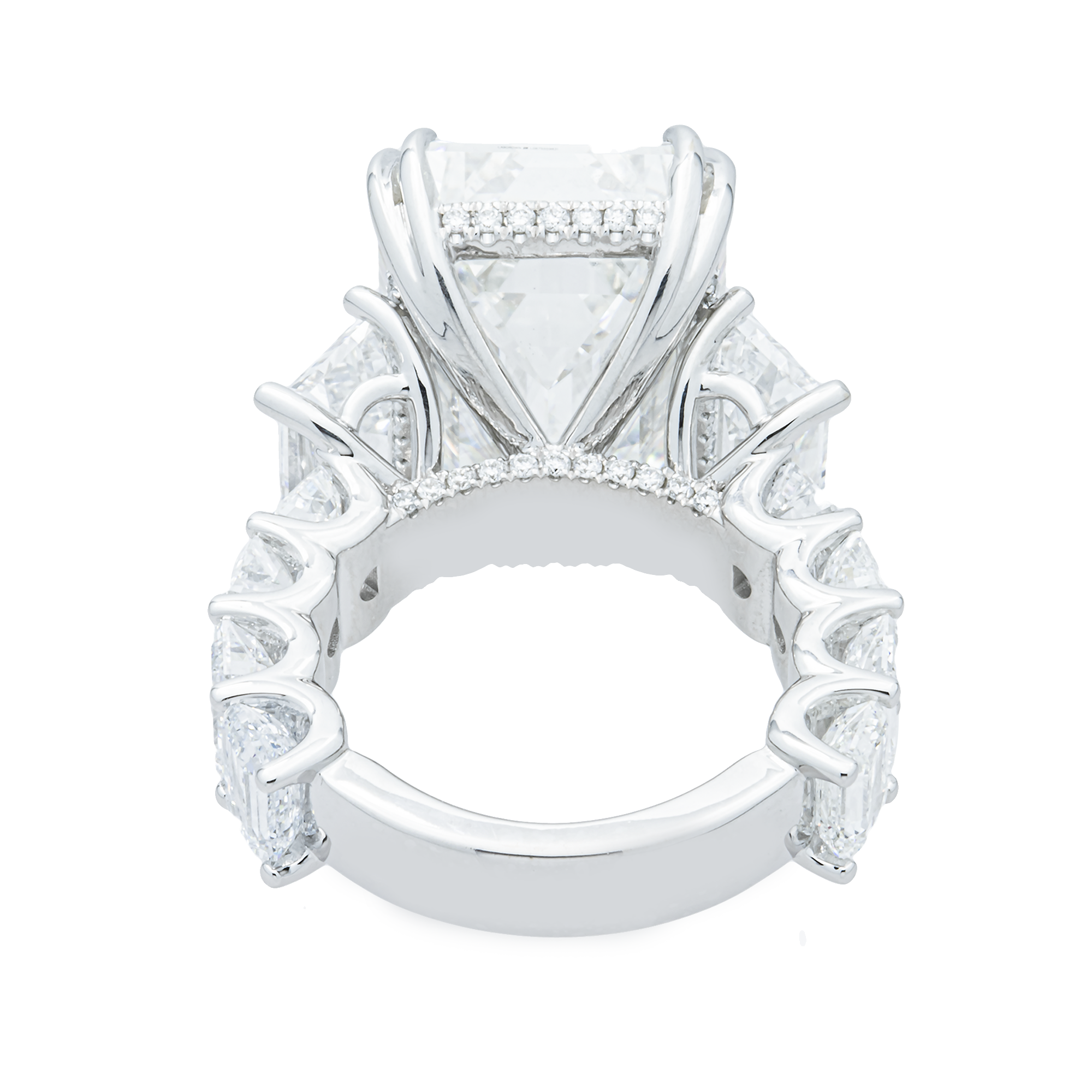 18K White Gold 20.01ct Emerald Diamond Engagement Ring 28.51ctw