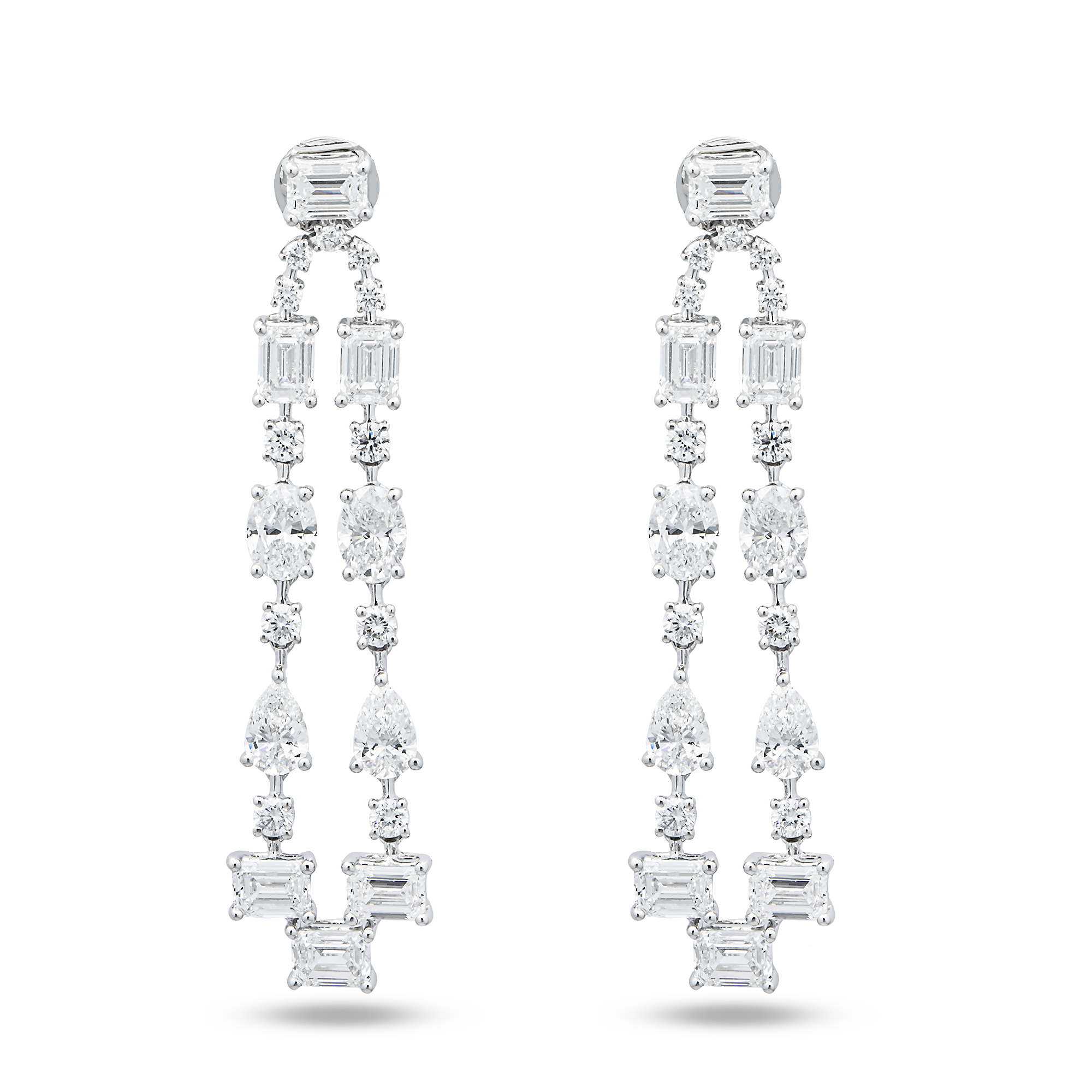 White Gold Multi Shape Diamond Drop Earrings 9.00ctw