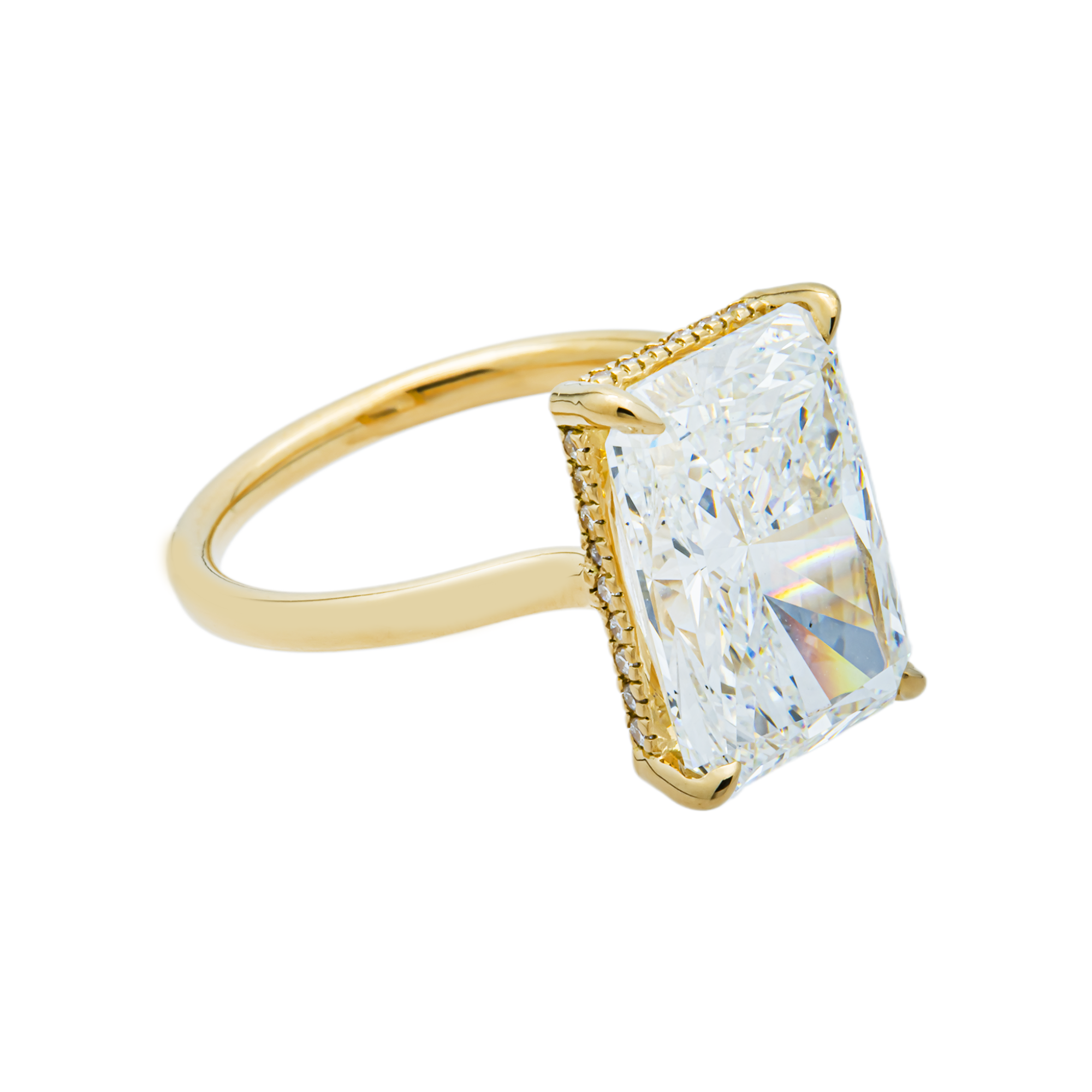 18K Yellow Gold 7.07ct Radiant Diamond Engagement Ring 7.27ctw