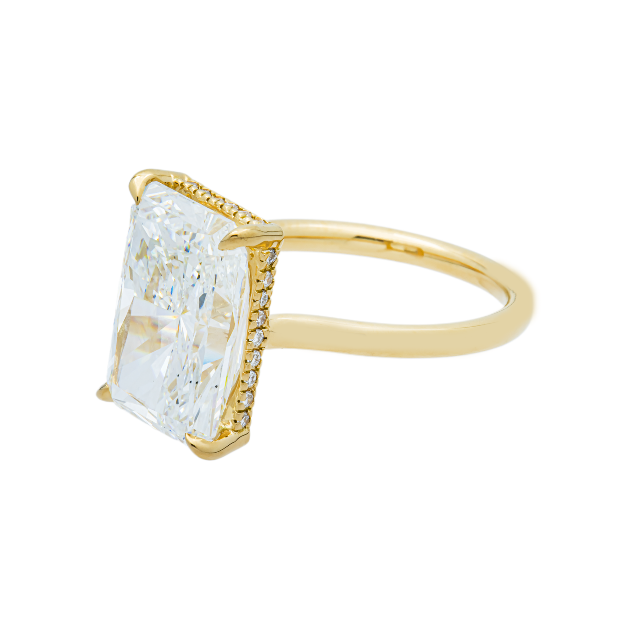 18K Yellow Gold 7.07ct Radiant Diamond Engagement Ring 7.27ctw