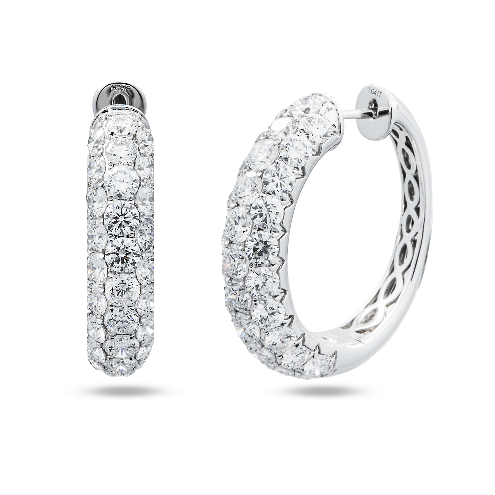 White Gold Round Diamond Hoop Earrings 5.64ctw