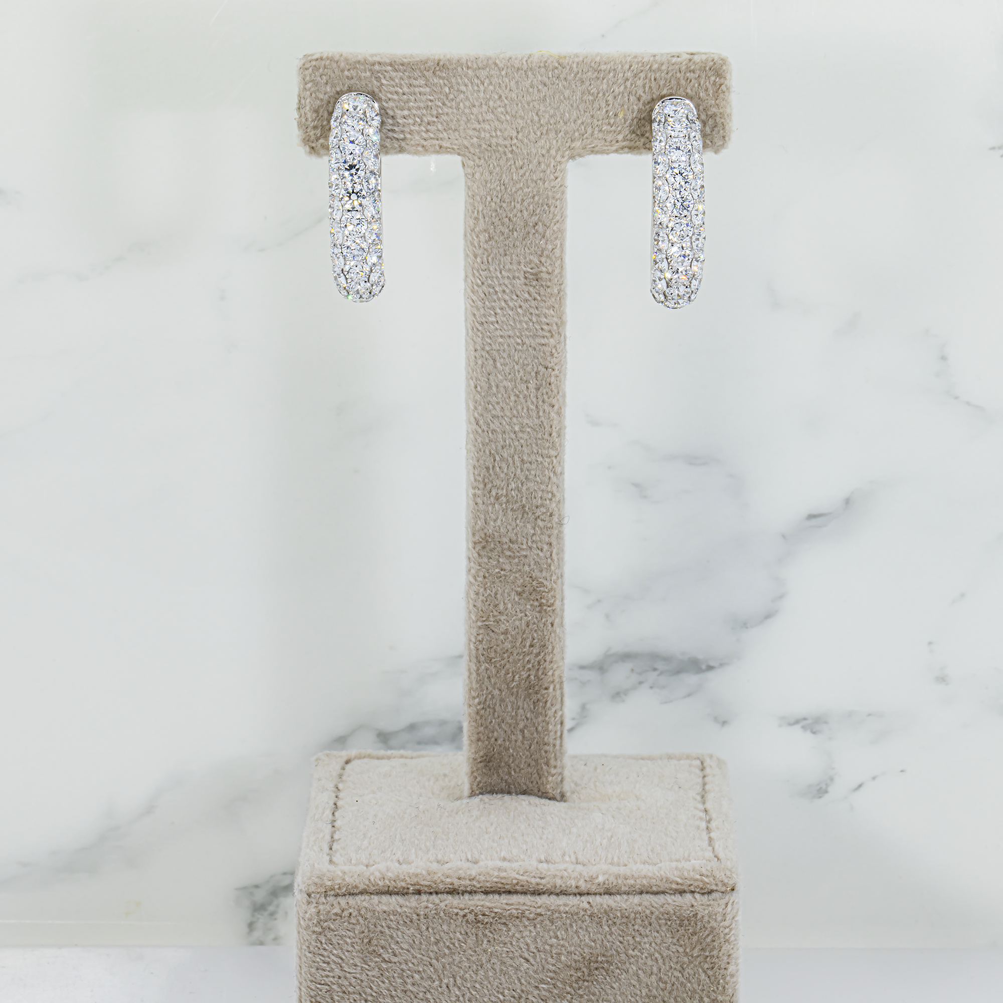 White Gold Round Diamond Hoop Earrings 5.64ctw