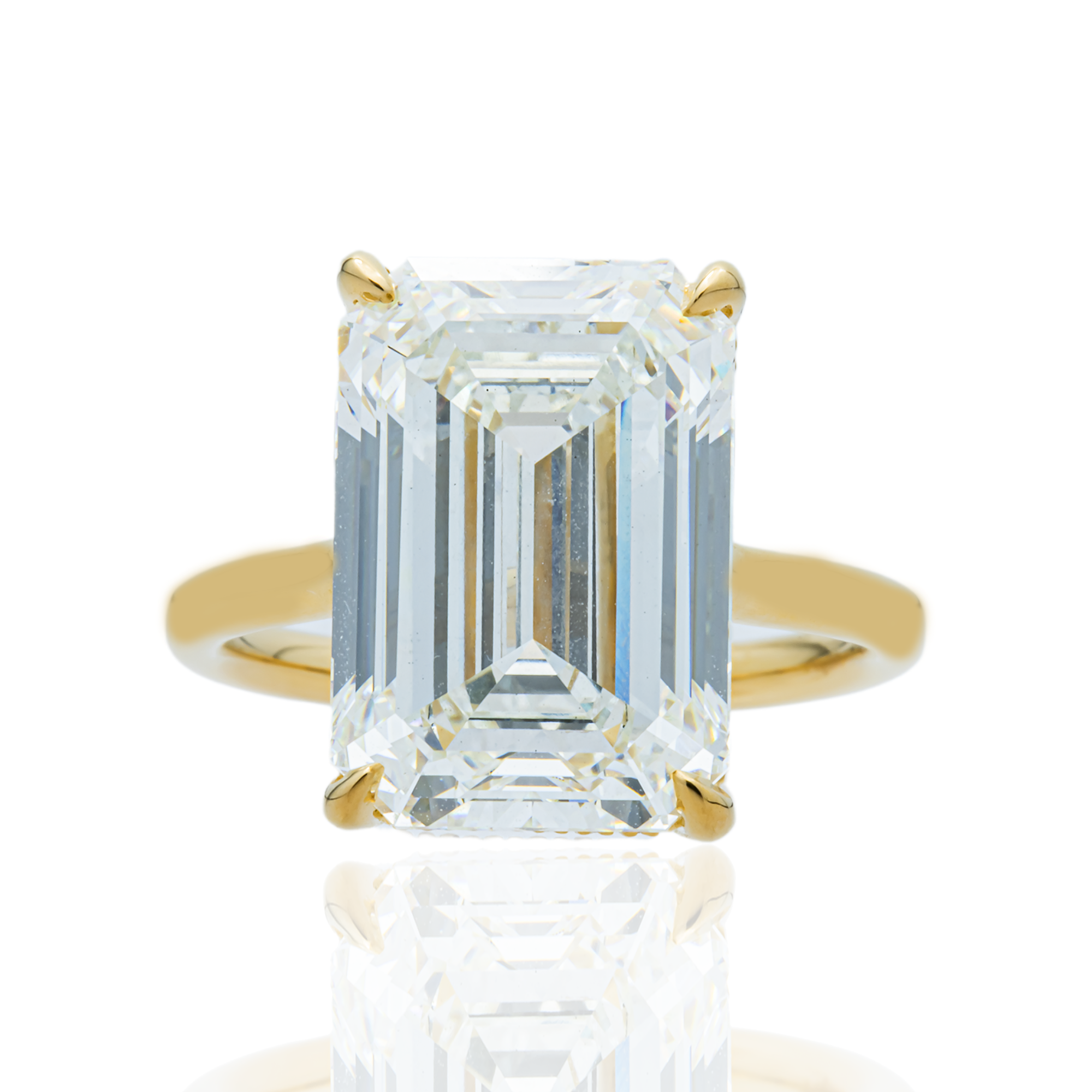 18K Yellow Gold 10.04ct Emerald Diamond Engagement Ring 10.24ctw