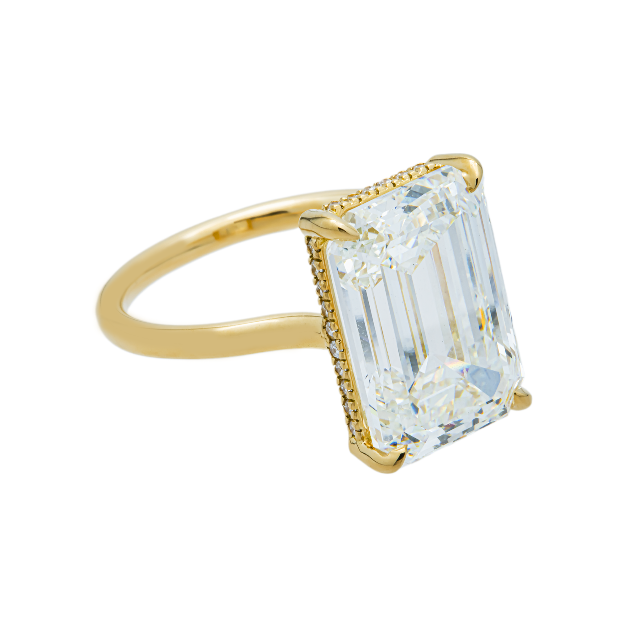 18K Yellow Gold 10.04ct Emerald Diamond Engagement Ring 10.24ctw