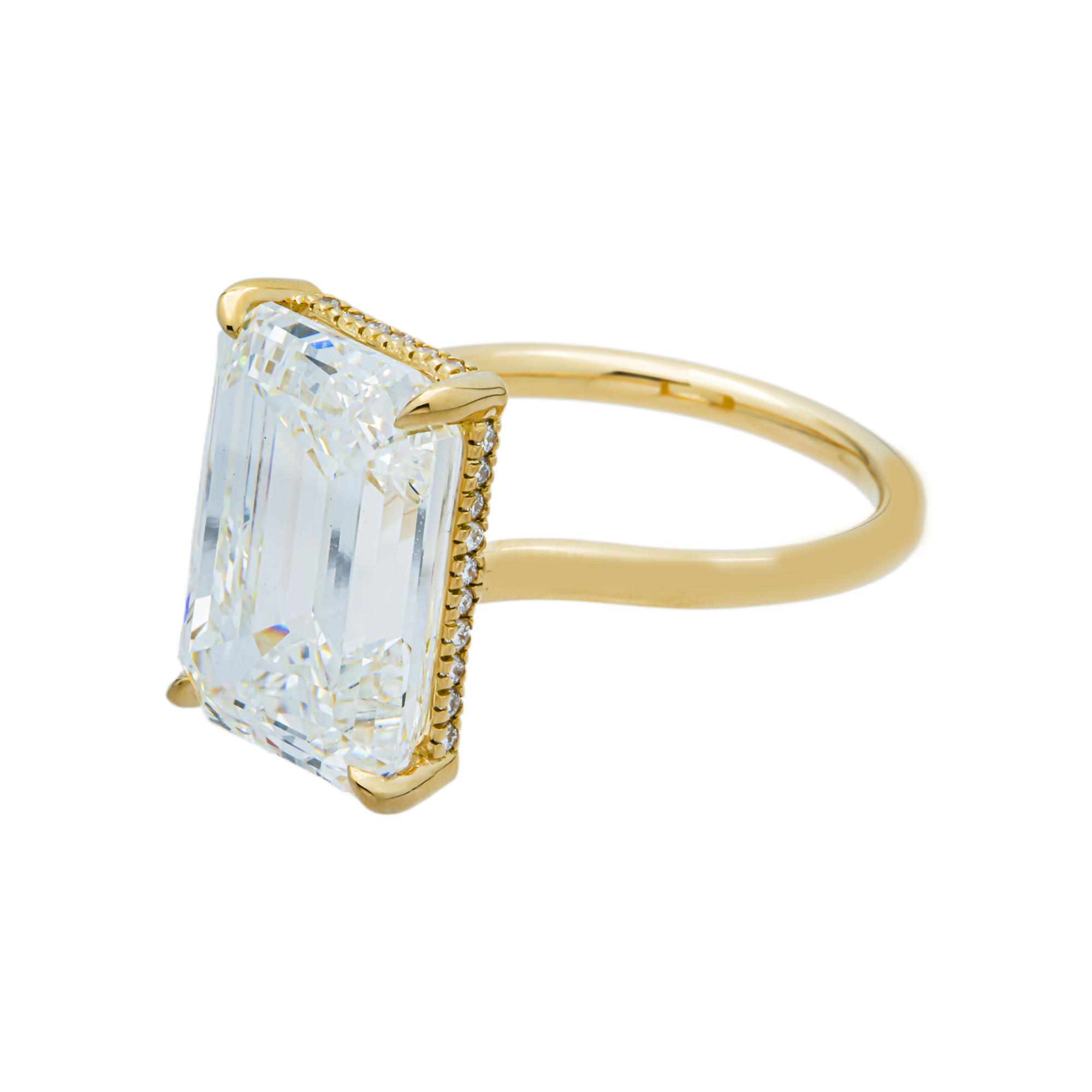 18K Yellow Gold 10.04ct Emerald Diamond Engagement Ring 10.24ctw