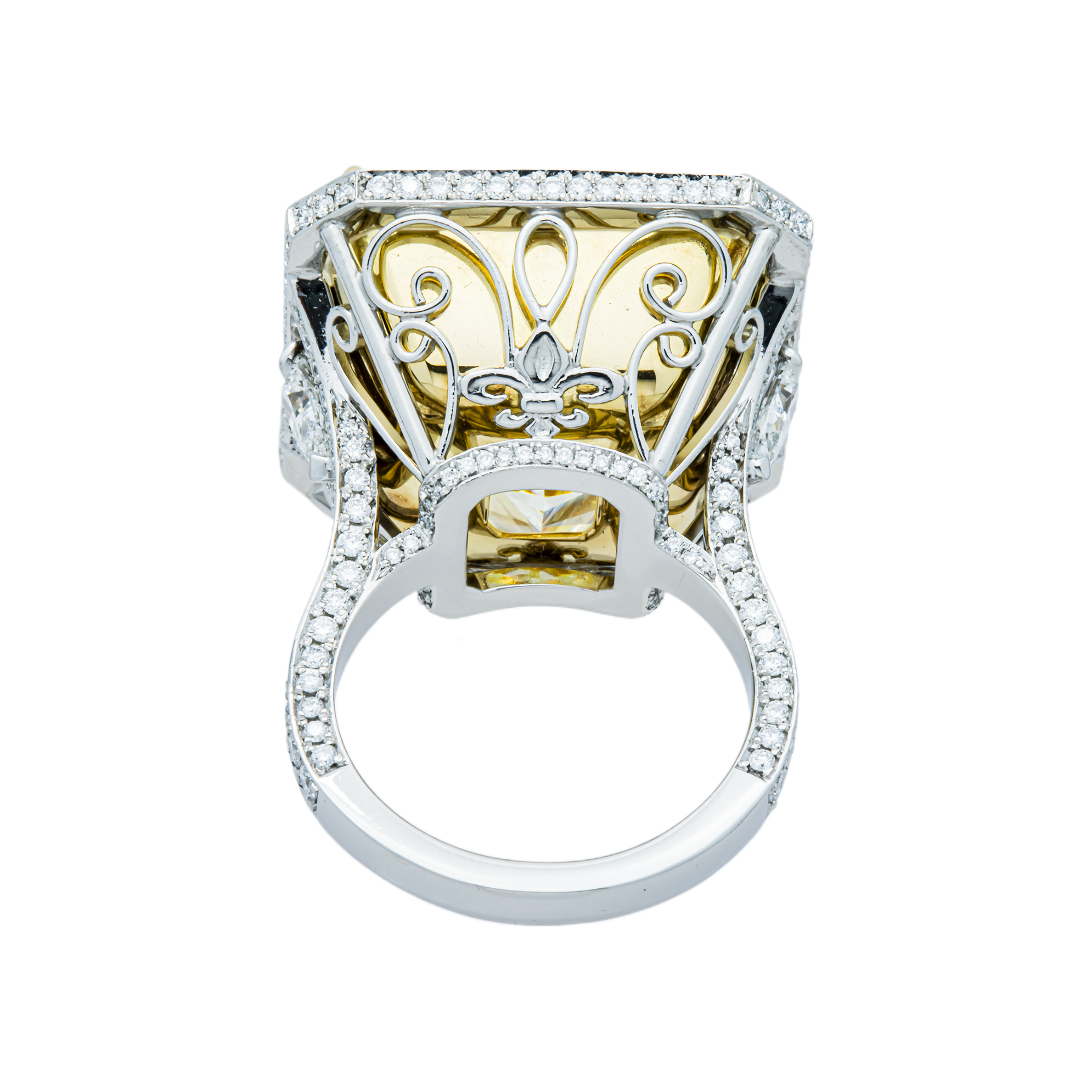 GIA Platinum Radiant Fancy Yellow Diamond Ring 40.05ct