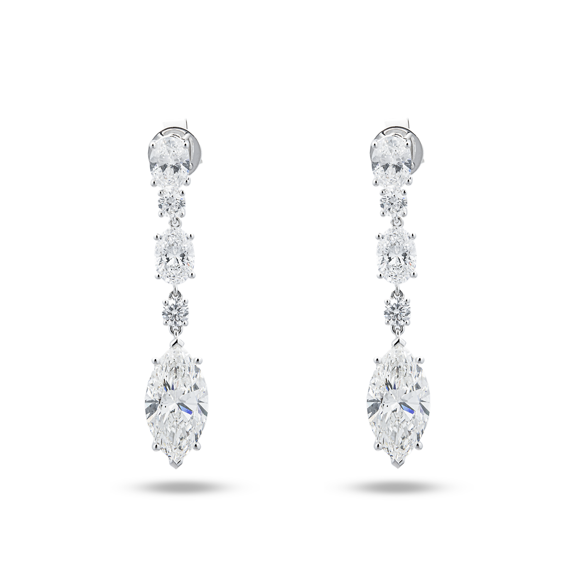 IGI 18K White Gold Multi Shape Diamond Drop Earrings 9.0ctw