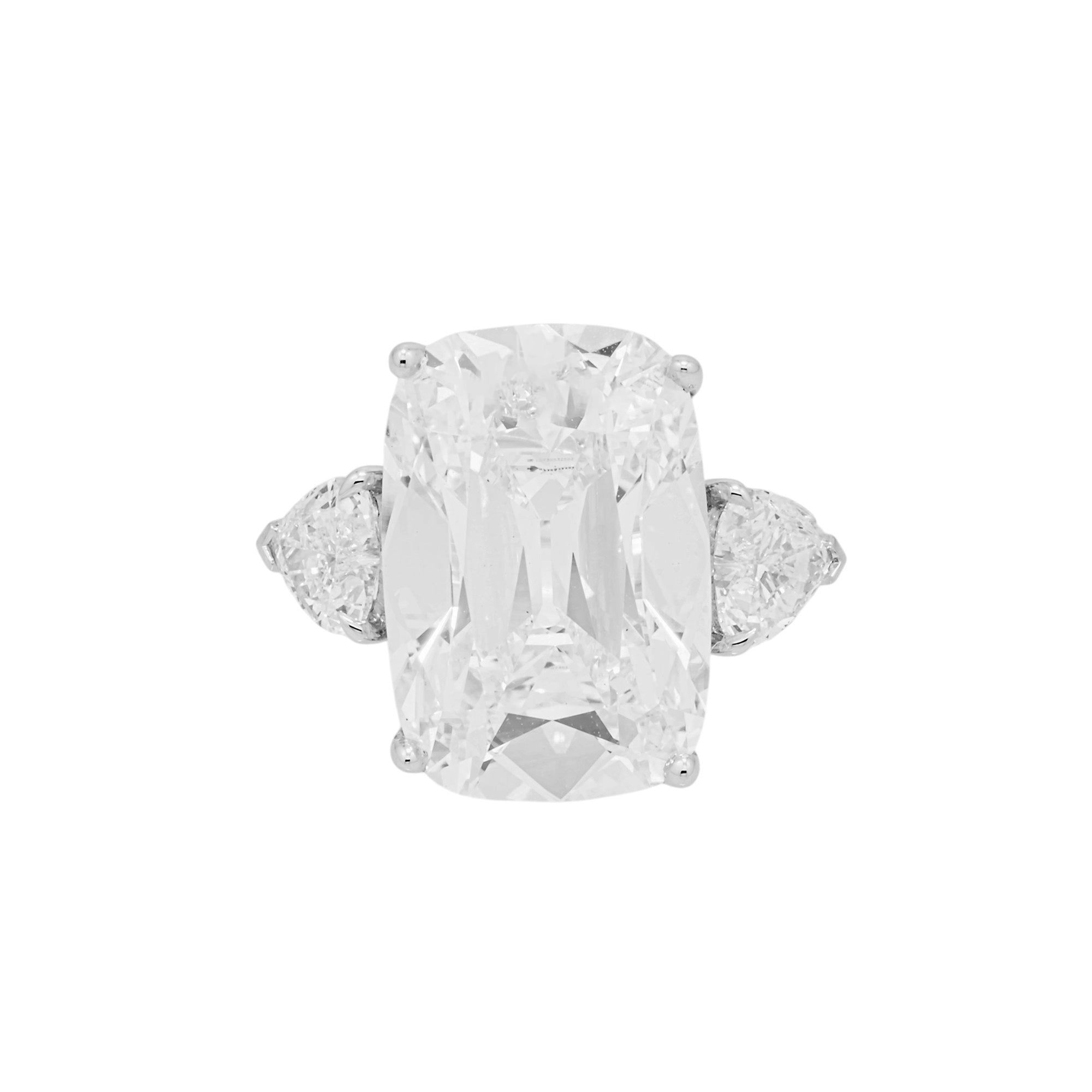 14K White Gold 15.21ct Cushion Diamond Engagement Ring 17.58ctw
