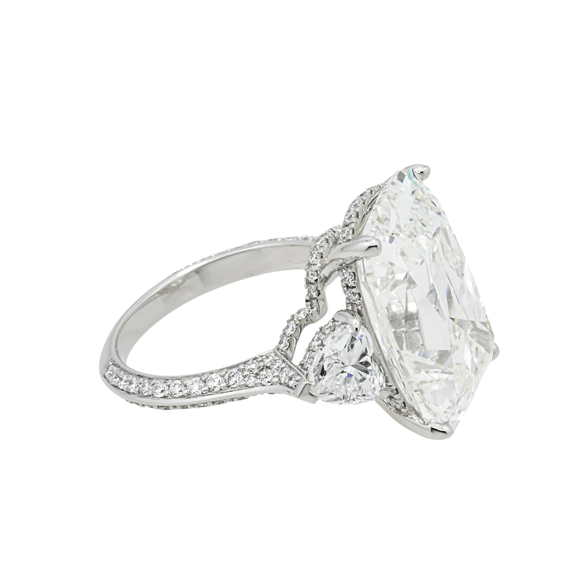 14K White Gold 15.21ct Cushion Diamond Engagement Ring 17.58ctw