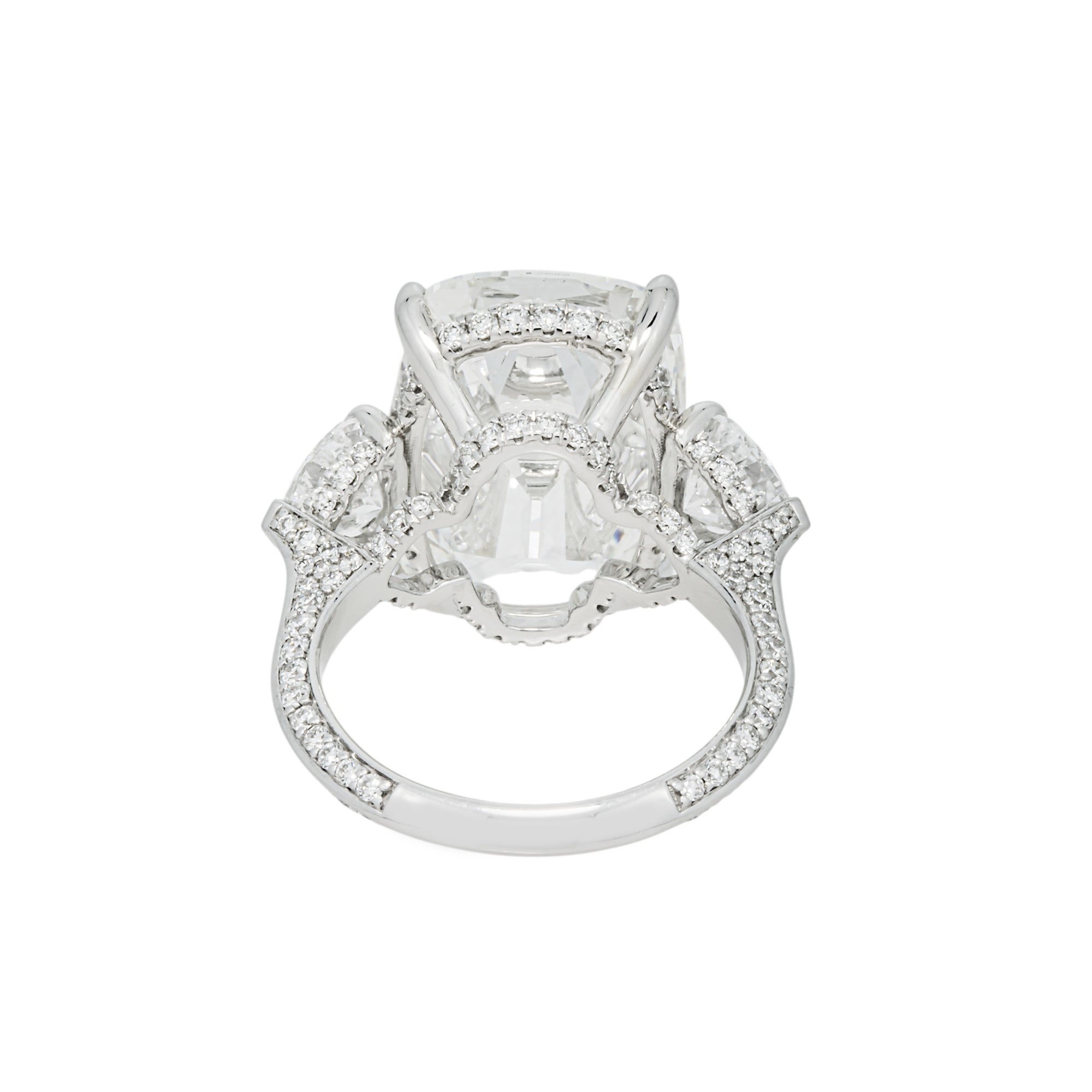 14K White Gold 15.21ct Cushion Diamond Engagement Ring 17.58ctw