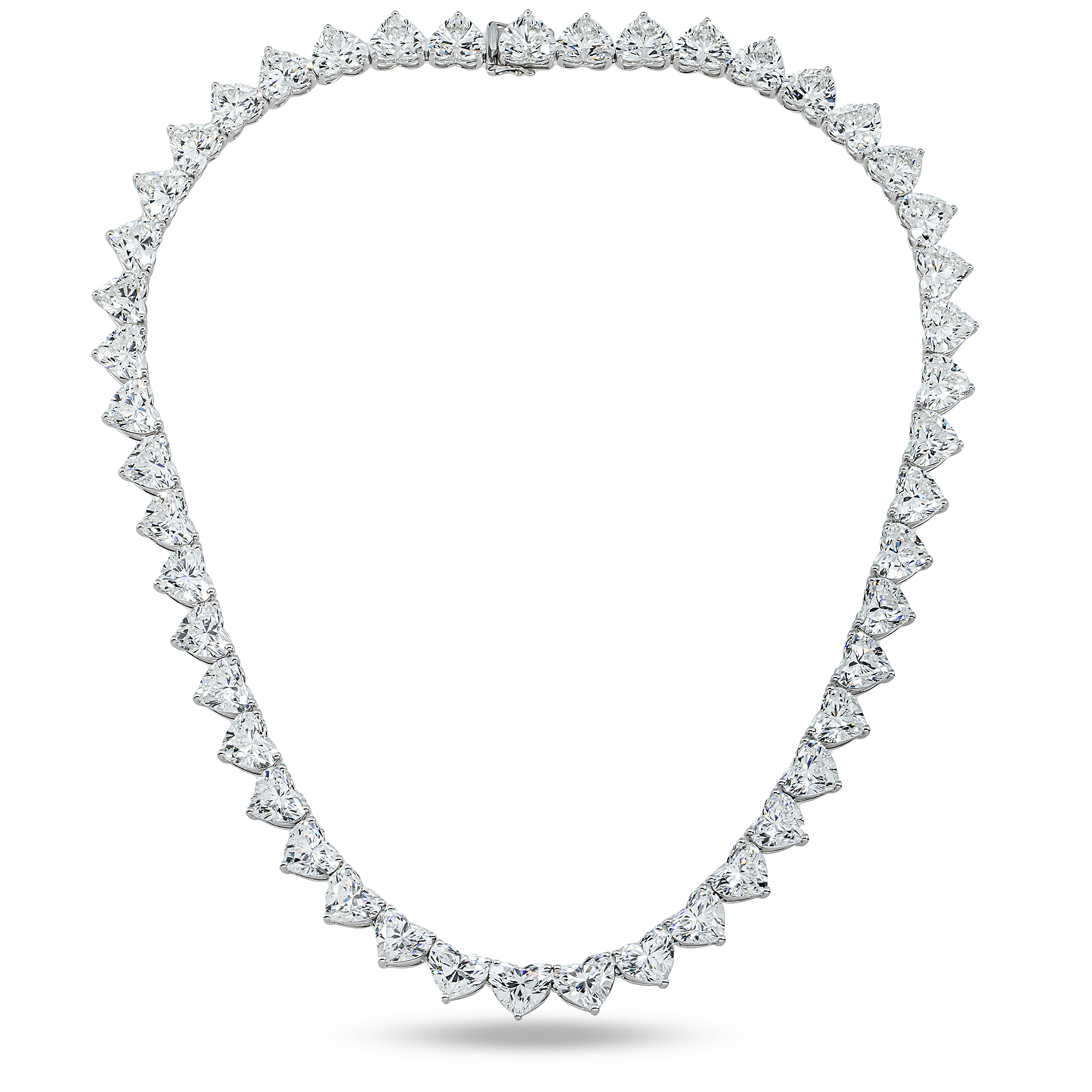 White Gold Heart Diamond Tennis Necklace 96.65ct