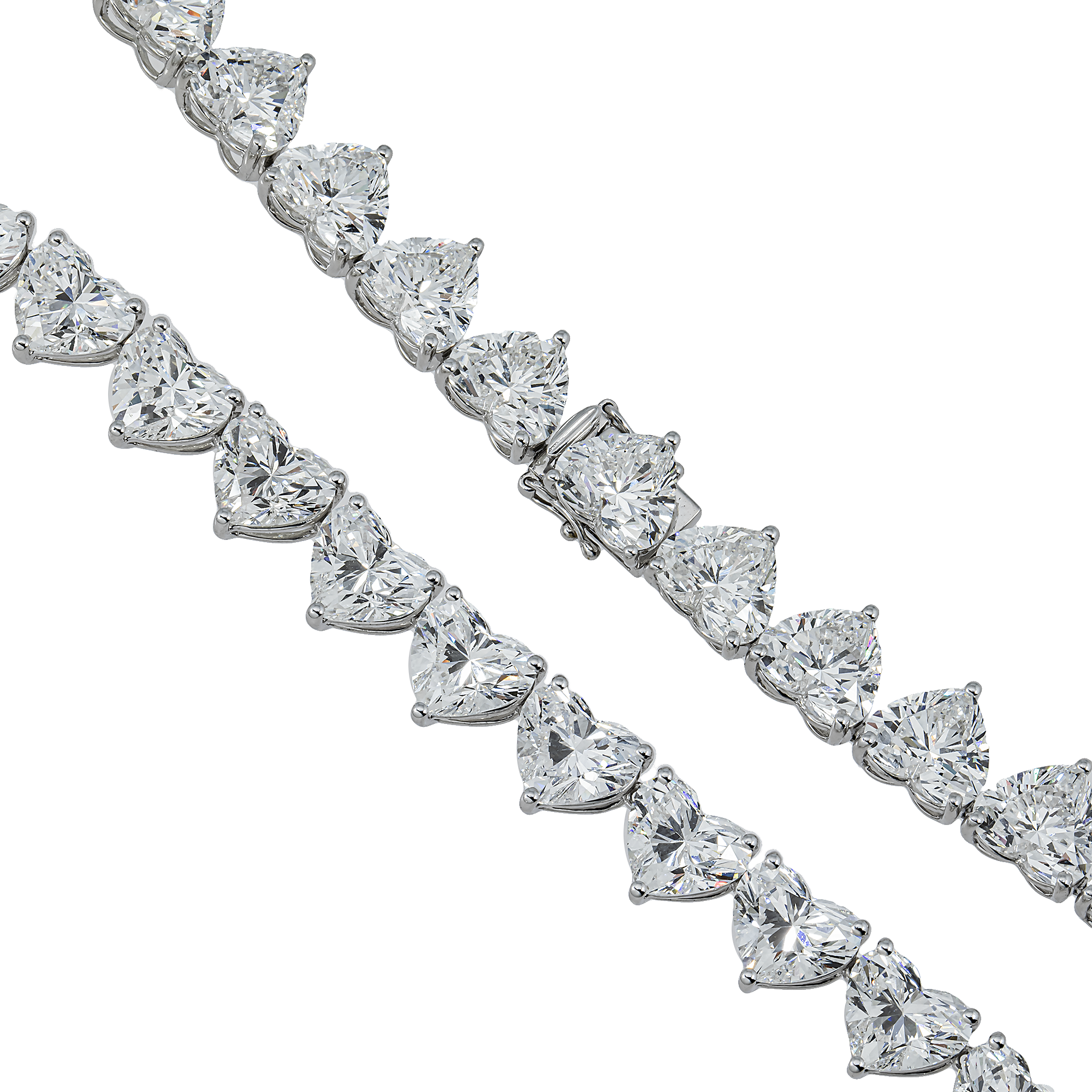 White Gold Heart Diamond Tennis Necklace 96.65ct