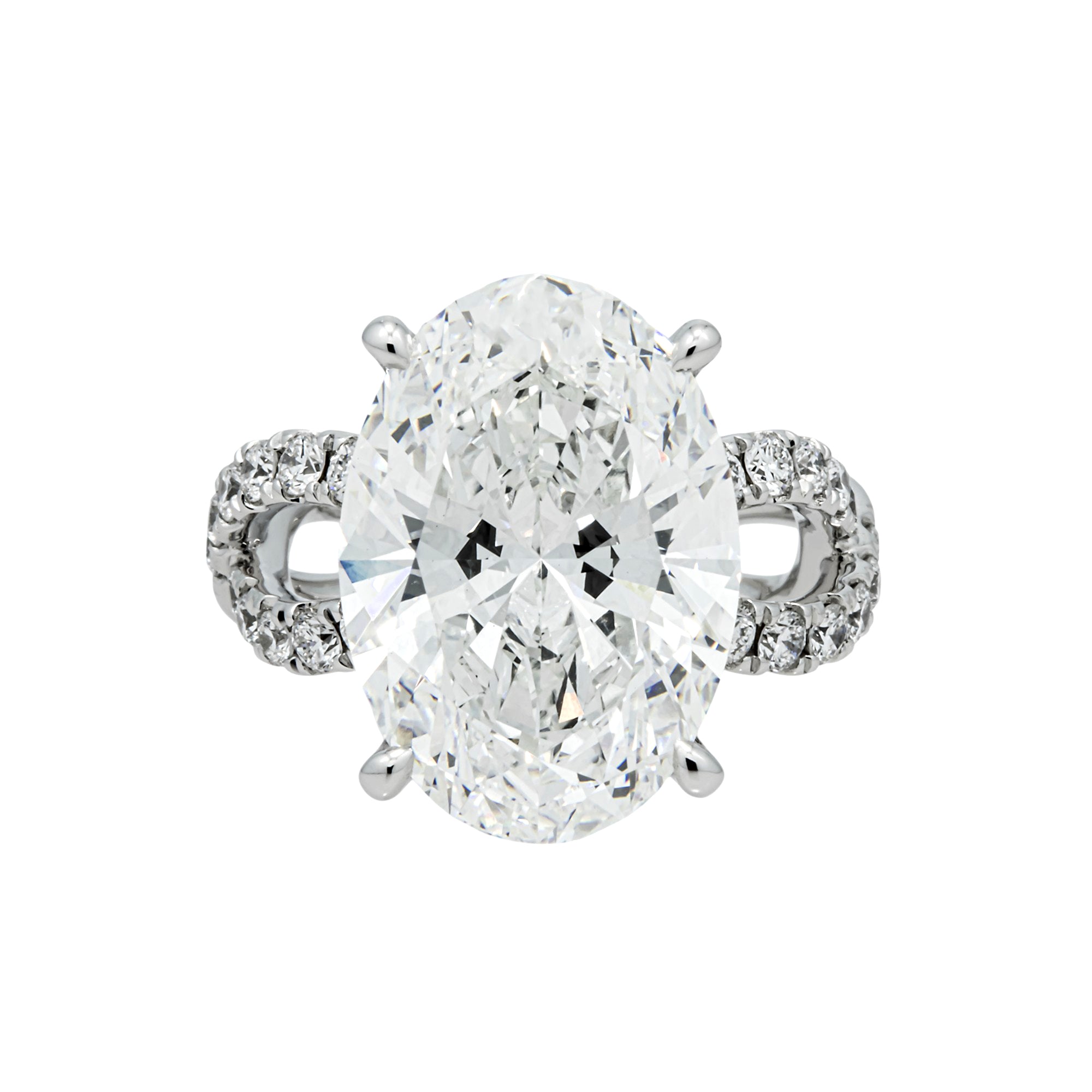 14K White Gold 10.76ct Oval Diamond Engagement Ring 12.40ctw