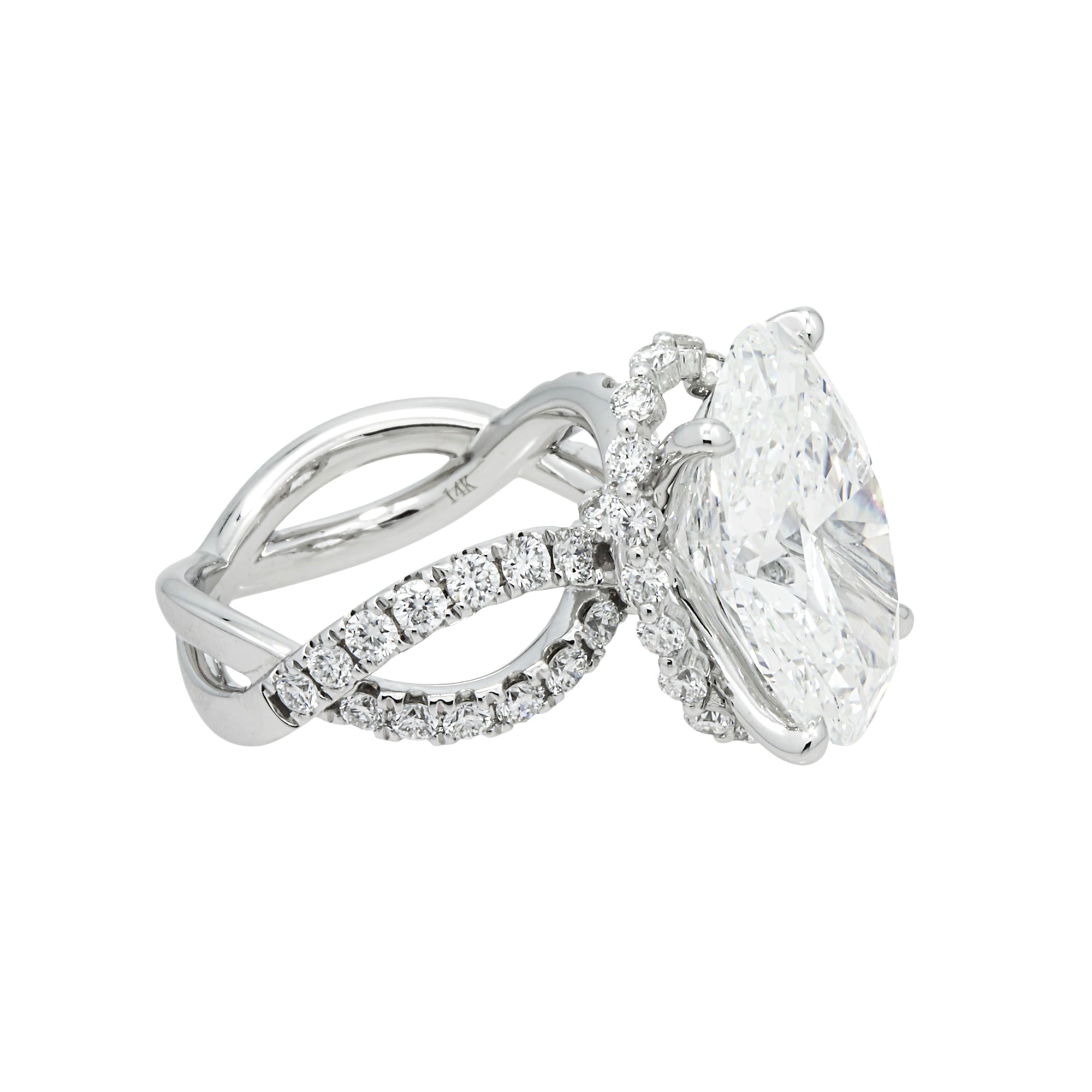 14K White Gold 10.76ct Oval Diamond Engagement Ring 12.40ctw