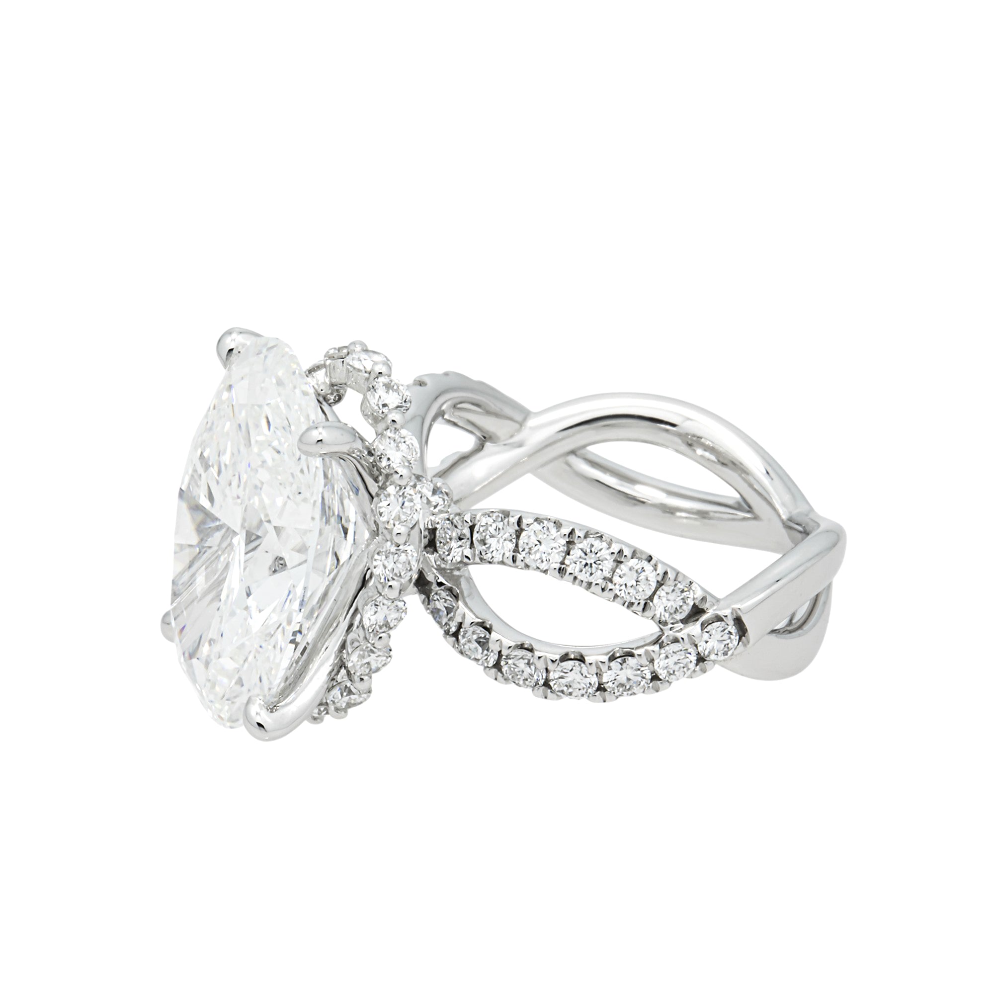 14K White Gold 10.76ct Oval Diamond Engagement Ring 12.40ctw