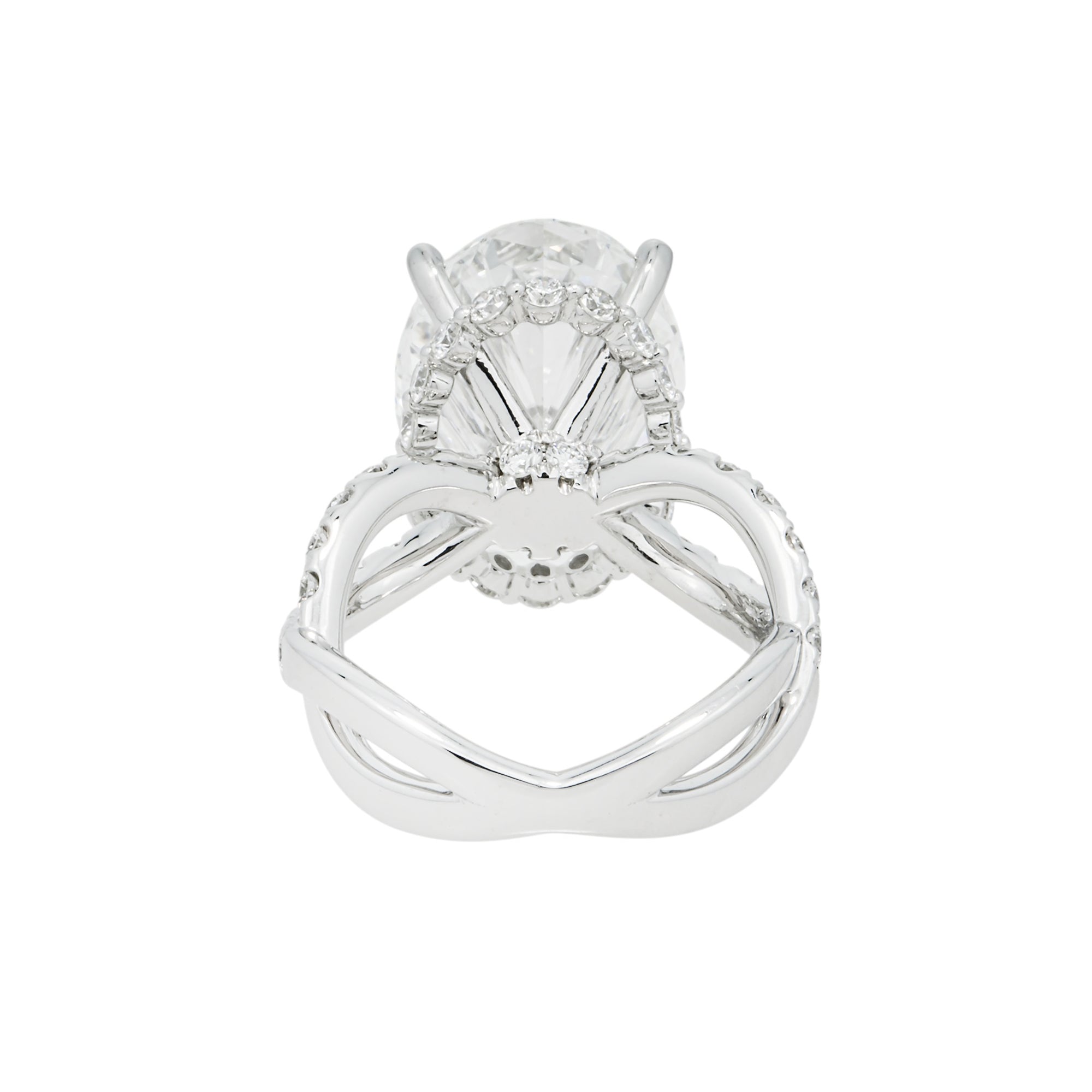 14K White Gold 10.76ct Oval Diamond Engagement Ring 12.40ctw