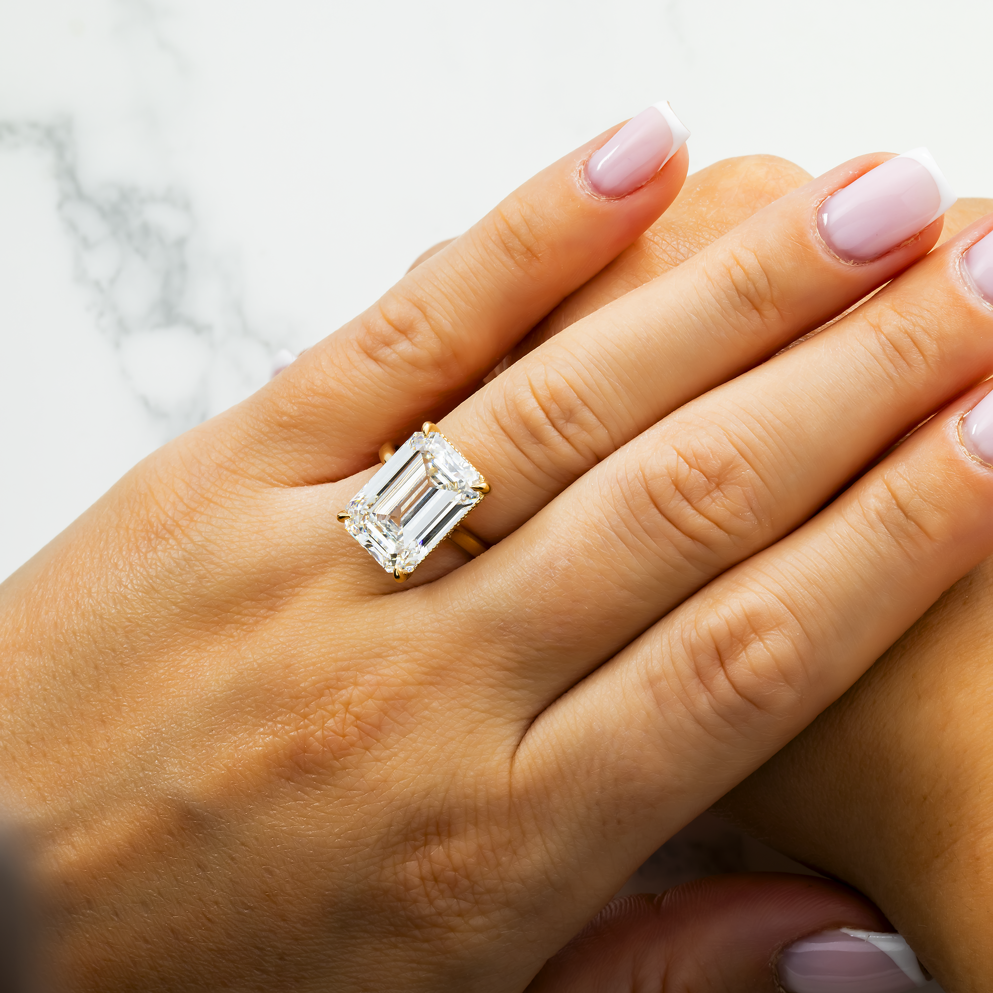 18K Yellow Gold 10.04ct Emerald Diamond Engagement Ring 10.24ctw