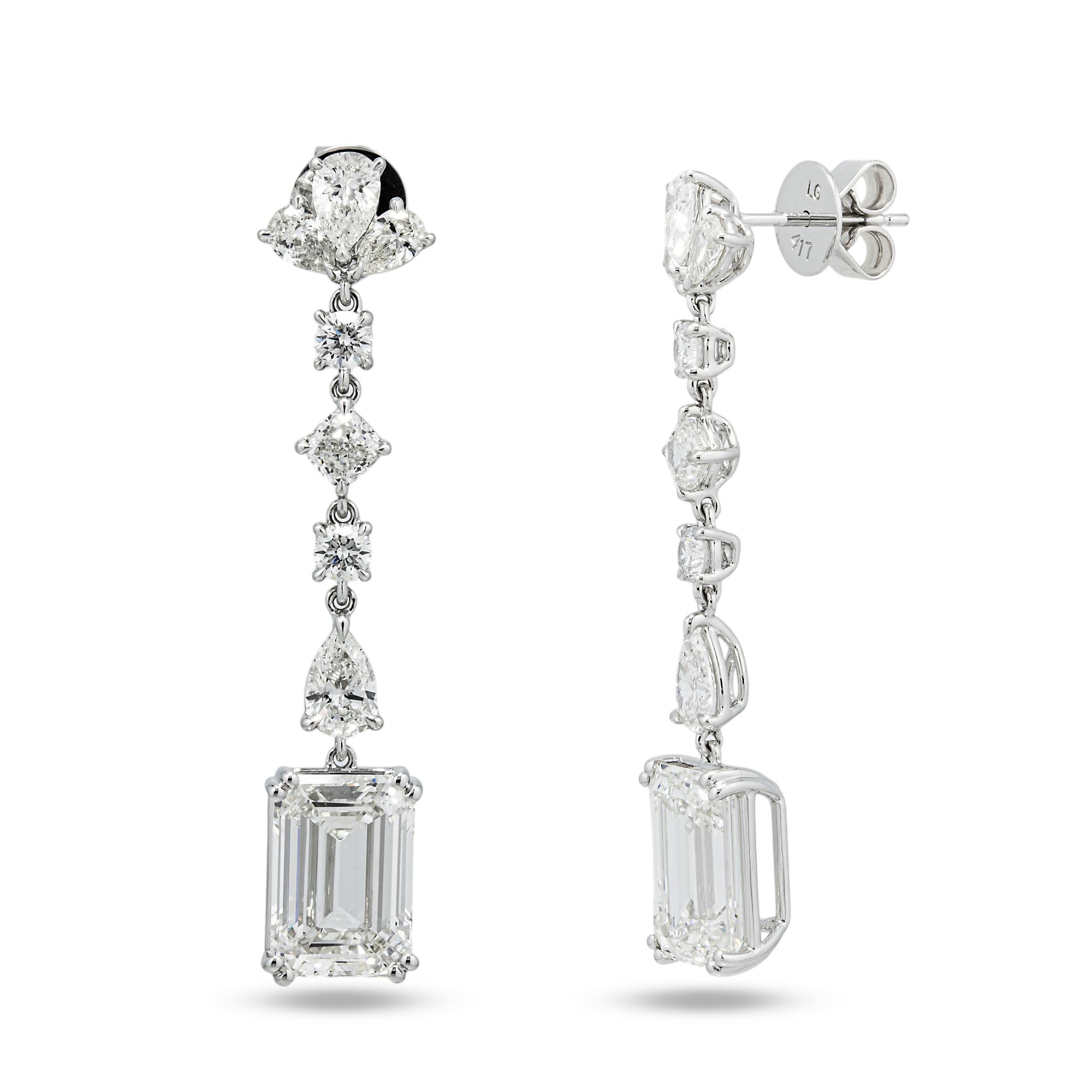 White Gold Multi Shape Diamond Drop Earrings 10.90ctw
