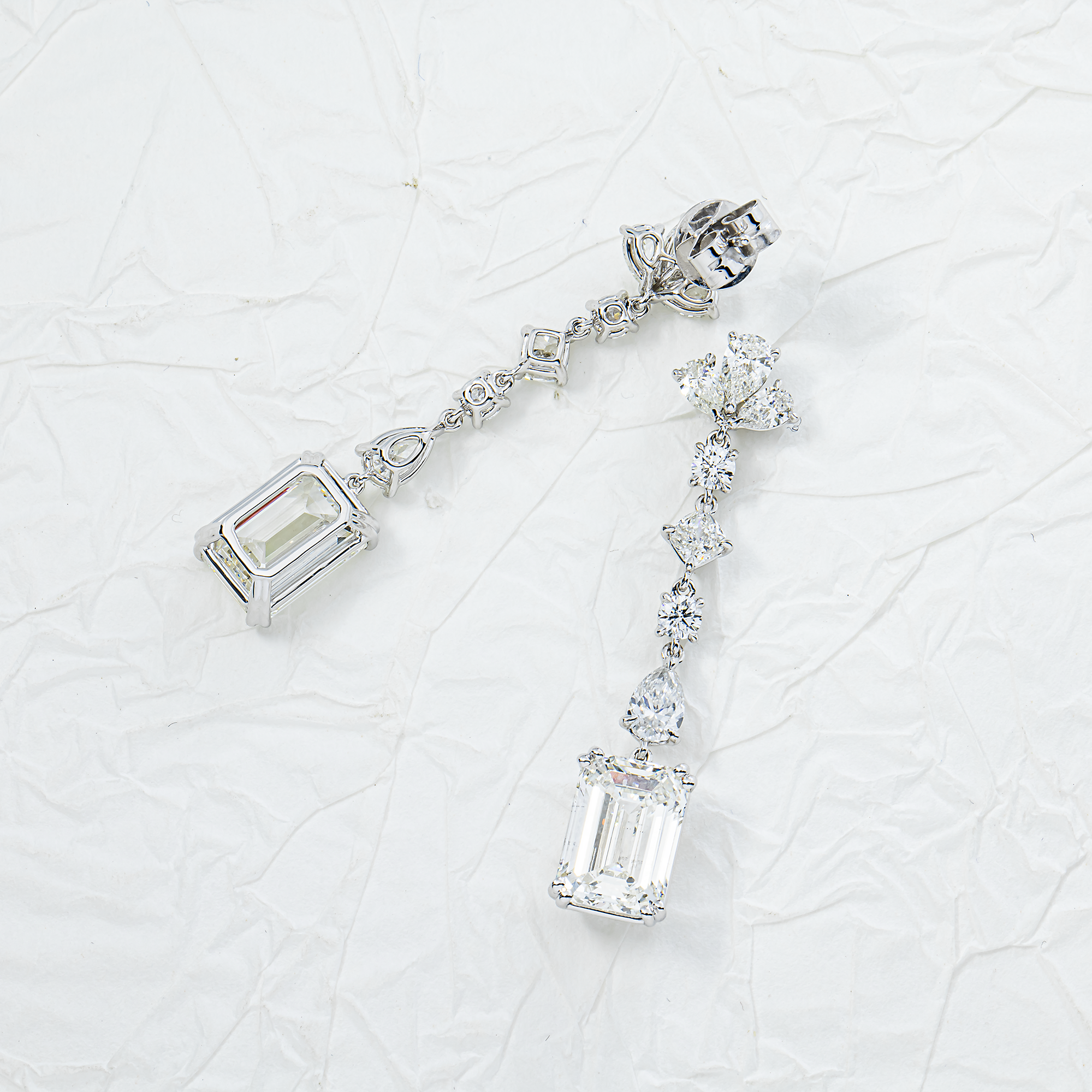 White Gold Multi Shape Diamond Drop Earrings 10.90ctw