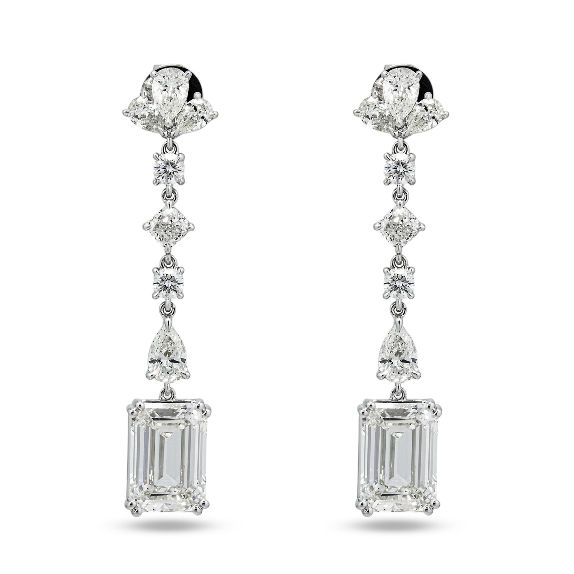 White Gold Multi Shape Diamond Drop Earrings 10.90ctw