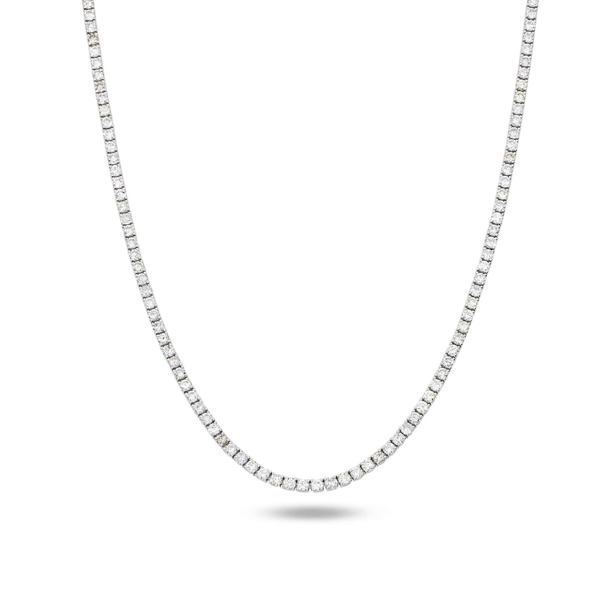 14K White Gold Round Diamond Tennis Chain 6.0ct