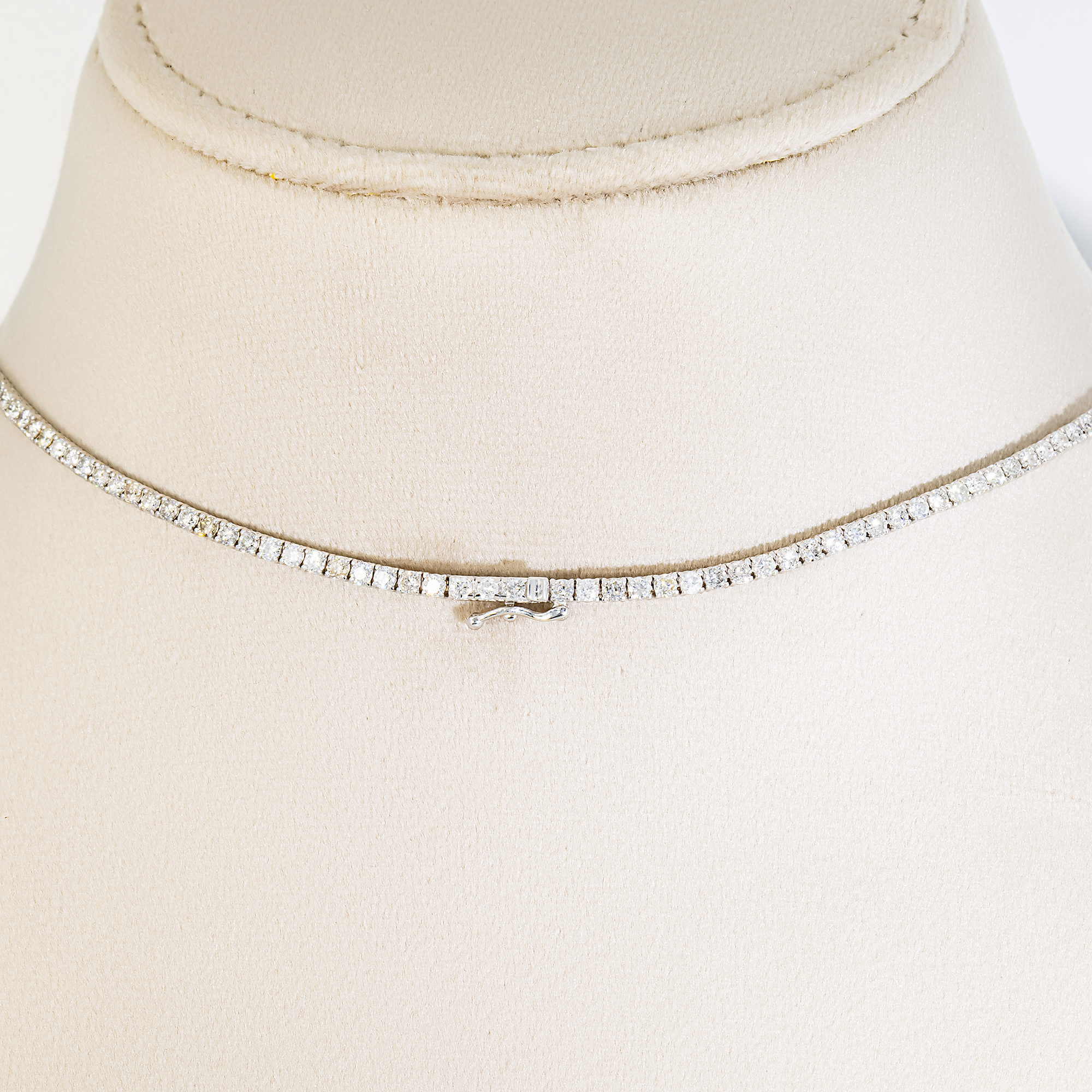 14K White Gold Round Diamond Tennis Chain 6.0ct
