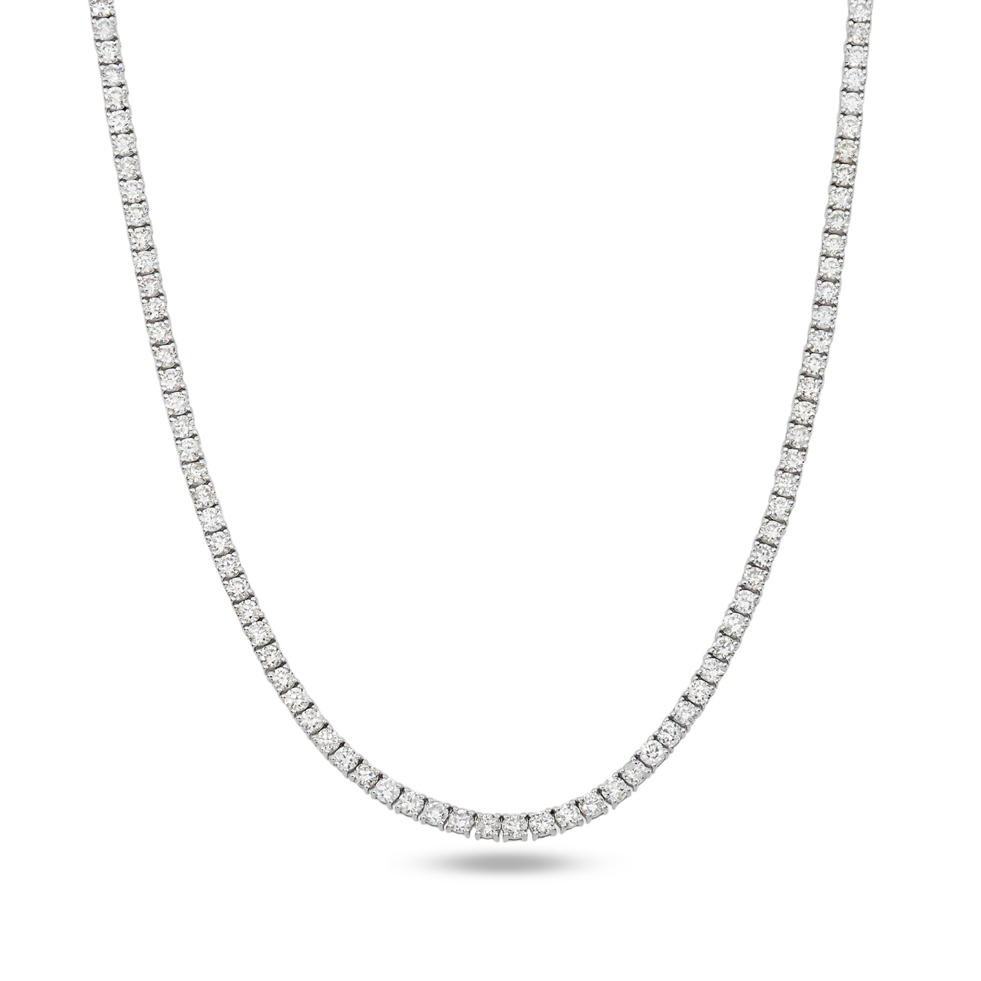 14K White Gold Round Diamond Tennis Chain 9.20ct