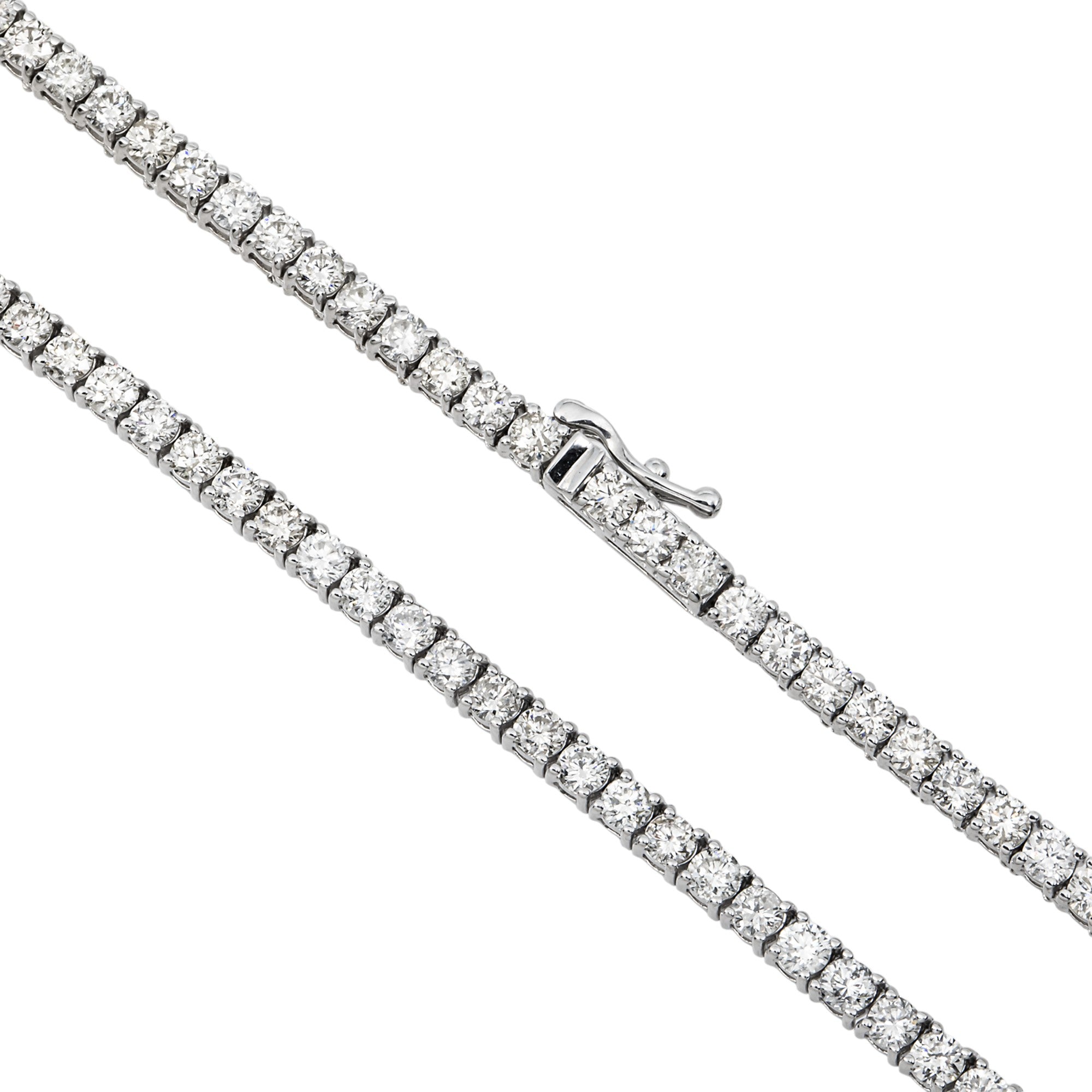 14K White Gold Round Diamond Tennis Chain 9.20ct