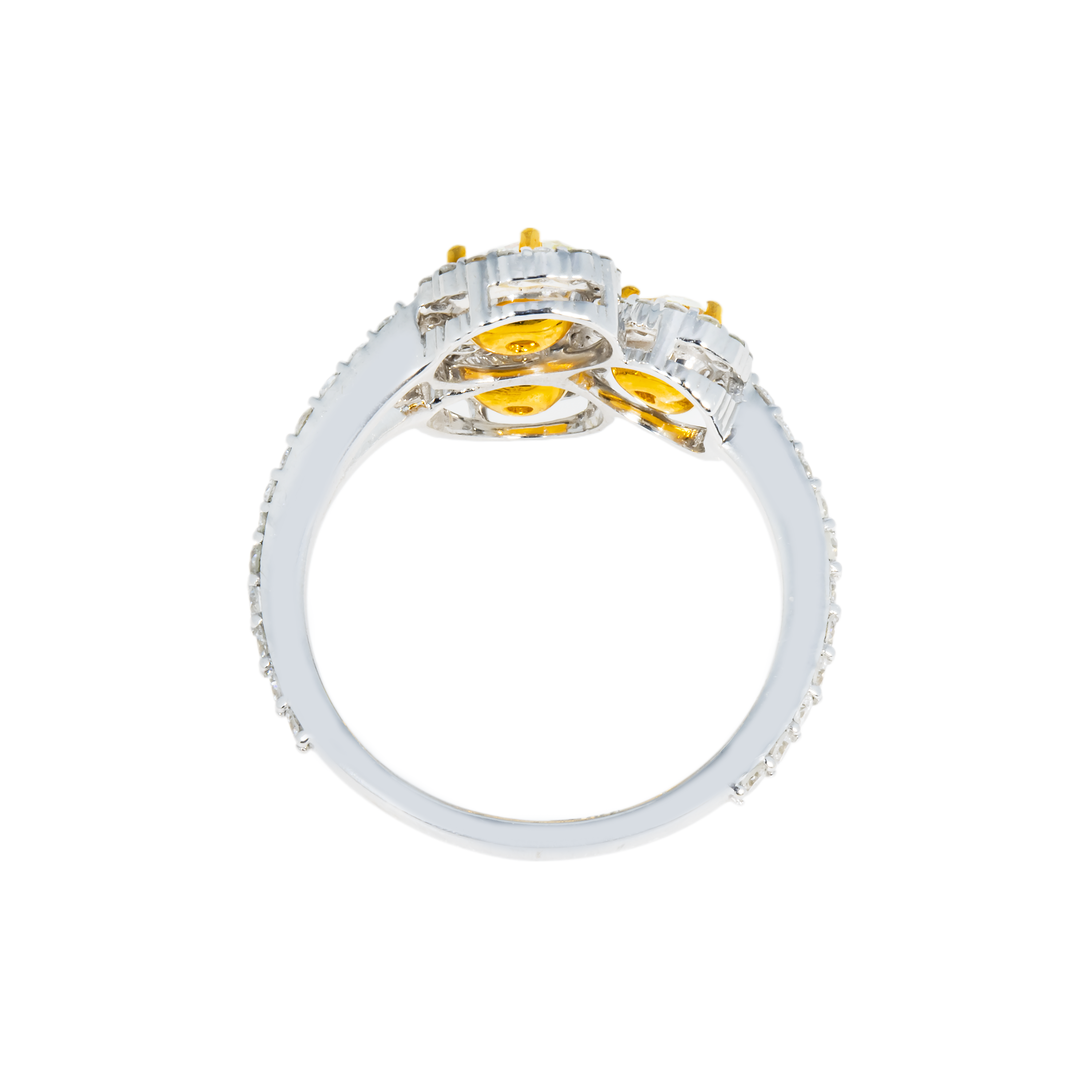 14K White Gold Triple Fancy Yellow Diamond Ring 2.10Ct Rings