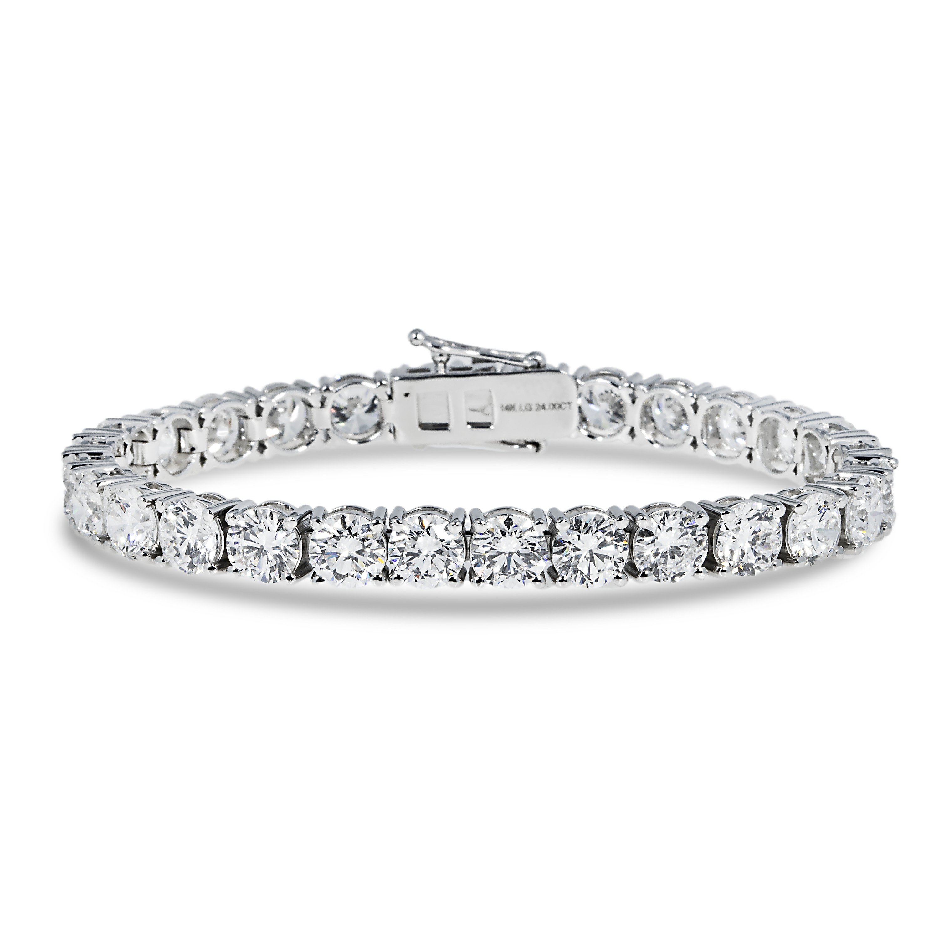 14K White Gold Round Diamond Tennis Bracelet 24.0Ct Bracelets